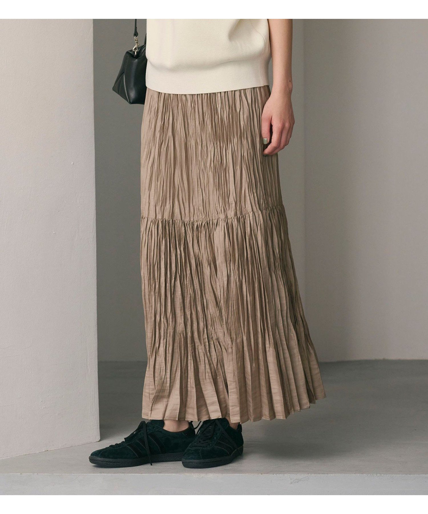 【ビューティ&ユース ユナイテッドアローズ/BEAUTY&YOUTH / UNITED ARROWS】のポリエステル チンツプリーツ スカート インテリア・キッズ・メンズ・レディースファッション・服の通販 founy(ファニー) 　ファッション　Fashion　レディースファッション　Fashion for Women　スカート　Skirts　プリーツスカート / 上品フェミニンスタイル　Pleated Skirts　今季　This Season, Current Season　スウェット / スエット　Sweatshirt, Sweatwear　タフタ　Taffeta, Structured Fabric　プリーツ　Pleats, Pleated　ランダム　Random, Irregular　A/W・秋冬　Autumn/Winter　おすすめ　Recommended / Our Picks　BEIGE|ID: prp329100004702086 ipo3291000000034642612