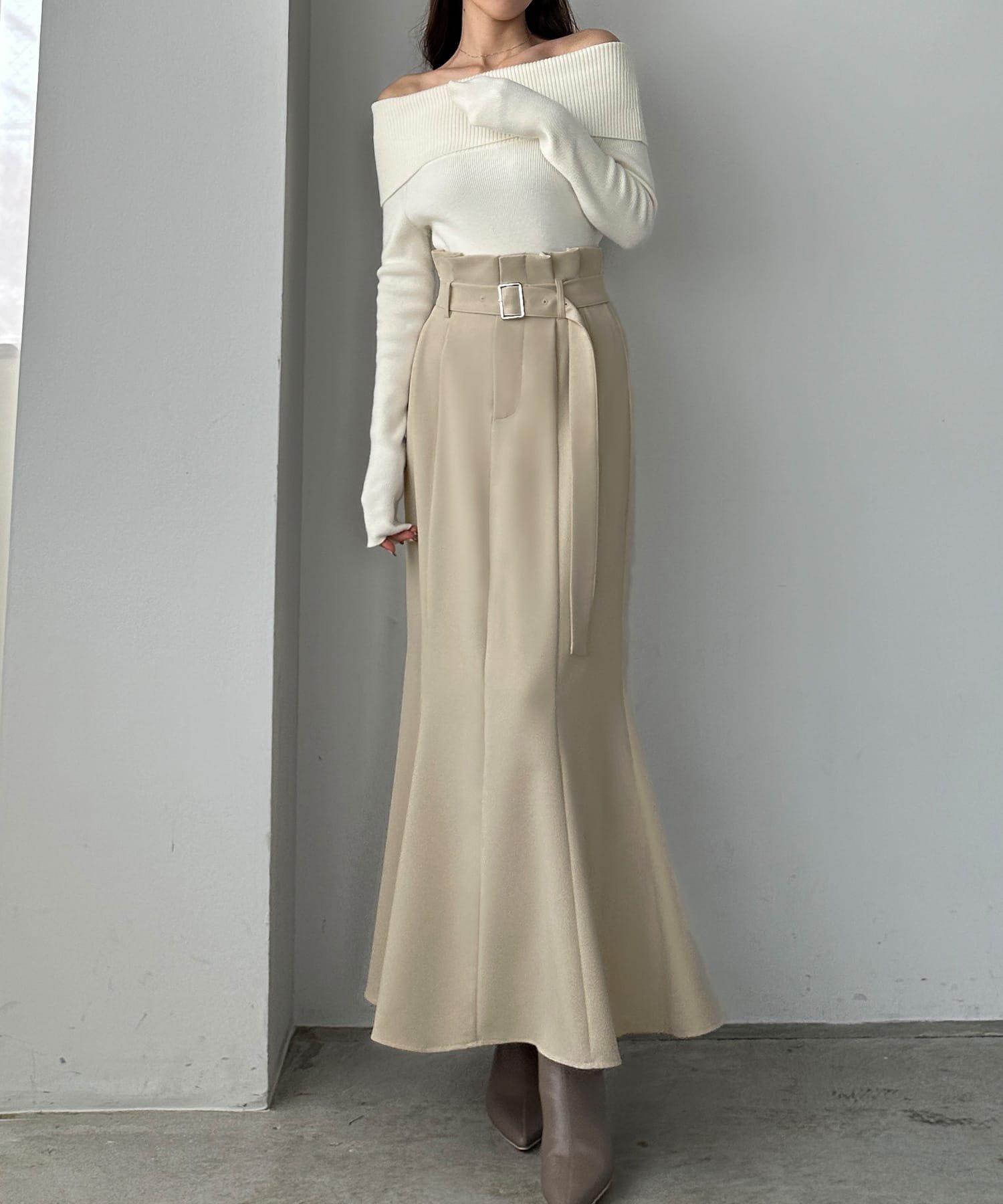 【ジュノア/JUNOAH】のLouere ハイウエストスカート インテリア・キッズ・メンズ・レディースファッション・服の通販 founy(ファニー) 　ファッション　Fashion　レディースファッション　Fashion for Women　スカート　Skirts　アイボリー|ID: prp329100004702107 ipo3291000000033999607