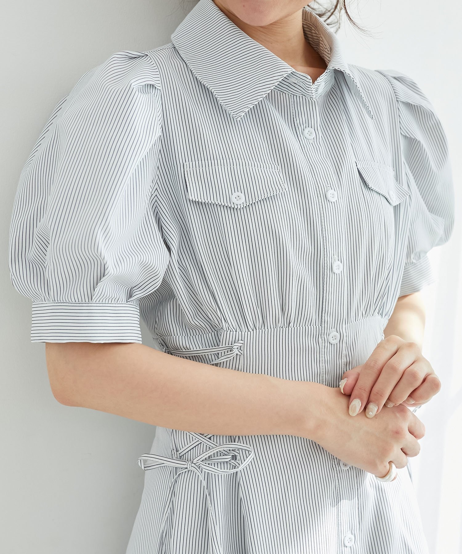 【マジェスティック レゴン/MAJESTIC LEGON】のサイドレースアップシャツワンピース 人気、トレンドファッション・服の通販 founy(ファニー) 　ファッション　Fashion　レディースファッション　Fashion for Women　ワンピース　Dresses　シャツワンピース / 1枚で着映えコーデ　Shirt Dresses　サンダル　Sandals, Summer Shoes　スリーブ　Sleeve, Long Sleeve / Short Sleeve　ダウン　Down, Puffer　バランス　Balance, Style Balance　レース　Lace, Lace Fabric　再入荷　Restock / Back in Stock　エレガント 上品　Elegant　 other-1|ID: prp329100004702135 ipo3291000000033952686