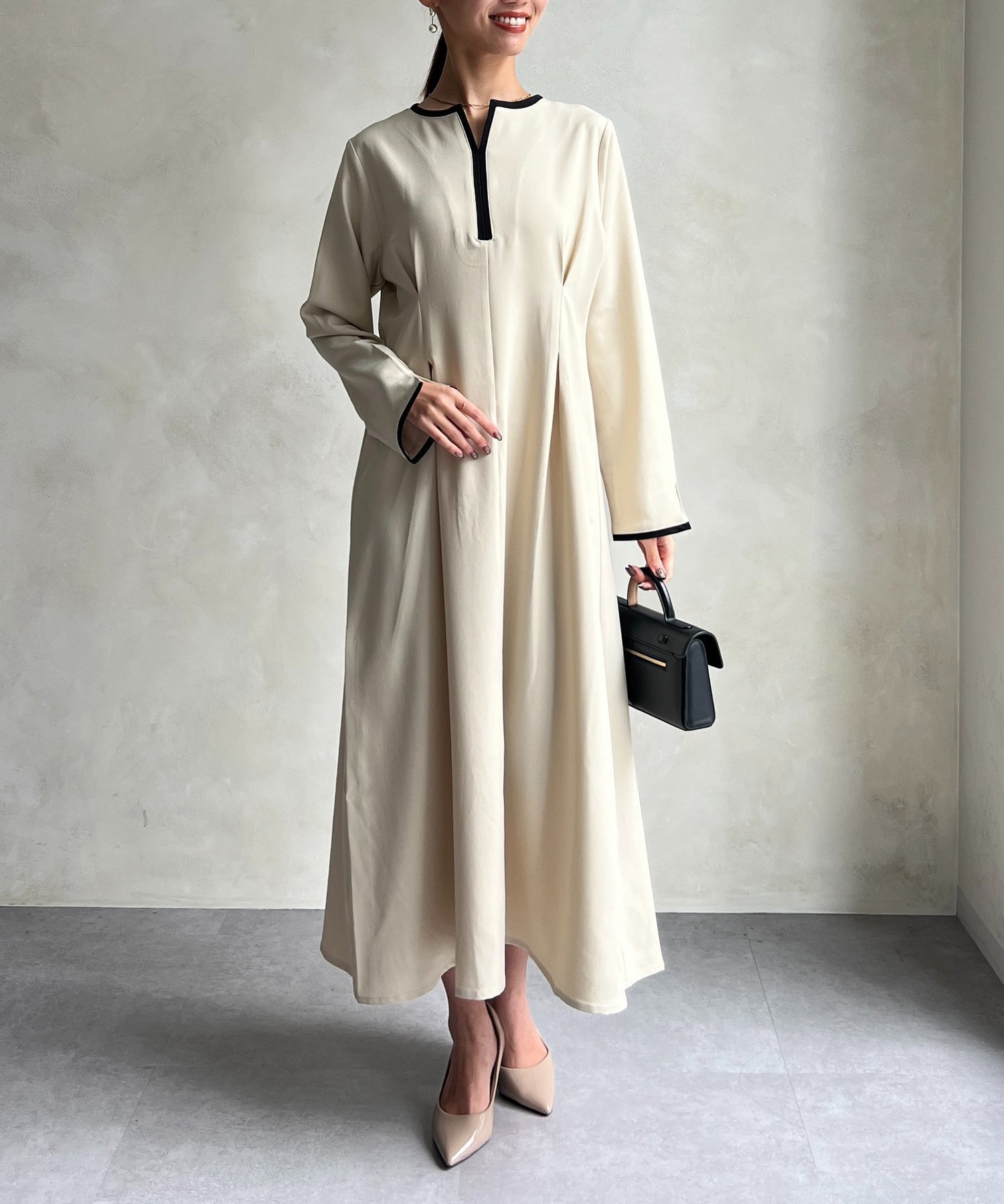 【シェトワ/Chez toi】の【セレモニー対応可】パイピングタックワンピース 人気、トレンドファッション・服の通販 founy(ファニー) 　ファッション　Fashion　レディースファッション　Fashion for Women　ワンピース　Dresses　インナー　Innerwear　ガーリー　Girly, Feminine Style　ハイネック　High Neck, Mock Neck　パイピング　Piping, Trim Design　ベスト　Vest, Waistcoat　再入荷　Restock / Back in Stock　おすすめ　Recommended / Our Picks　セレモニー　Ceremony　 other-1|ID: prp329100004702145 ipo3291000000033952742