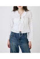 【マウジー/moussy】のFRONT TIE EYELET シャツ 人気、トレンドファッション・服の通販 founy(ファニー) ファッション Fashion レディースファッション Fashion for Women トップス・カットソー Cut & Sew Tops シャツ・ブラウス・オフィスカジュアル Elegant Blouses & Button-Ups おすすめ Recommended / Our Picks アイレット Eyelet Lace シンプル Simple, Minimal スウェット / スエット Sweatshirt, Sweatwear デニム Denim, Jeans Material ボトム Bottoms, Lower Wear ラッフル Ruffle, Frill 人気 Popular, Best Seller 再入荷 Restock / Back in Stock 春 Spring thumbnail WHT|ID: prp329100004702155 ipo3291000000034013071