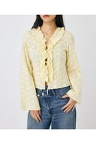 【マウジー/moussy】のFRONT TIE EYELET シャツ 人気、トレンドファッション・服の通販 founy(ファニー) ファッション Fashion レディースファッション Fashion for Women トップス・カットソー Cut & Sew Tops シャツ・ブラウス・オフィスカジュアル Elegant Blouses & Button-Ups おすすめ Recommended / Our Picks アイレット Eyelet Lace シンプル Simple, Minimal スウェット / スエット Sweatshirt, Sweatwear デニム Denim, Jeans Material ボトム Bottoms, Lower Wear ラッフル Ruffle, Frill 人気 Popular, Best Seller 再入荷 Restock / Back in Stock 春 Spring thumbnail L/YEL1|ID: prp329100004702155 ipo3291000000034013073