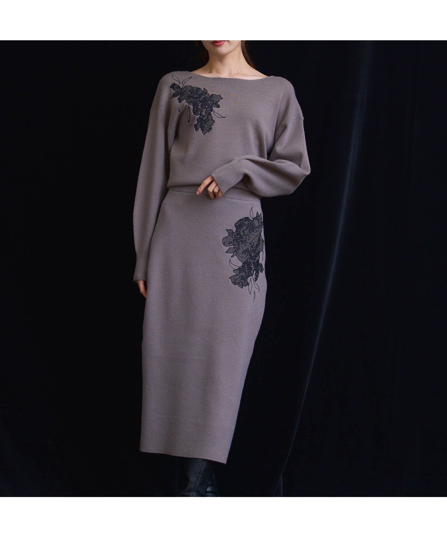 【ノエラ/Noela】のレース刺繍ニットワンピース インテリア・キッズ・メンズ・レディースファッション・服の通販 founy(ファニー) 　ファッション　Fashion　レディースファッション　Fashion for Women　ワンピース　Dresses　ニットワンピース　Knit Dresses　ポケット　Pocket, Pocket Detail　レース　Lace, Lace Fabric　A/W・秋冬　Autumn/Winter　モカ|ID: prp329100004702314 ipo3291000000033953902