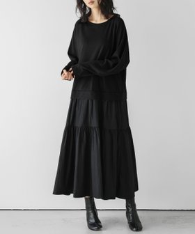 【ラジュール/Lajour】のプルオーバードッキングワンピース 人気、トレンドファッション・服の通販 founy(ファニー) ファッション Fashion レディースファッション Fashion for Women ワンピース Dresses エレガント 上品 Elegant シンプル Simple, Minimal スウェット / スエット Sweatshirt, Sweatwear ティアードスカート Tiered Skirt, Flounced Skirt ドッキング Docking, Mixed Material |ID:prp329100004702442