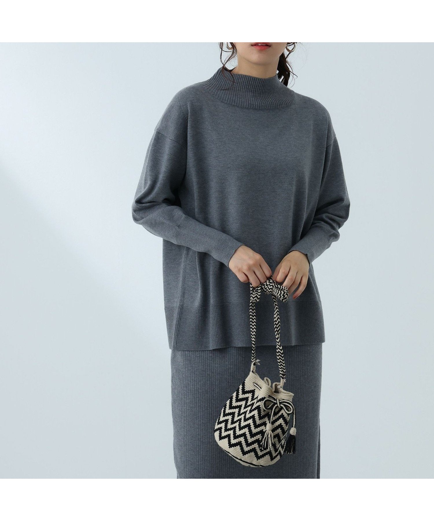 【ビームス ウイメン/BEAMS】のハイネックニット * スリットスカート セットアップ(手洗い可能・セットアイテム) インテリア・キッズ・メンズ・レディースファッション・服の通販 founy(ファニー) 　ファッション　Fashion　レディースファッション　Fashion for Women　セットアップ　Matching Sets　スカート・ミニ/ミディ/マキシ　Skirts / Mini, Midi & Maxi Skirts　シンプル　Simple, Minimal　スリット　Slit, Slit Detail　セットアップ　Set-Up, Coordinated Outfit　ハイネック　High Neck, Mock Neck　バランス　Balance, Style Balance　フロント　Front, Front Design　リラックス　Relax, Relaxed Fit　GREY|ID: prp329100004702471 ipo3291000000034110650