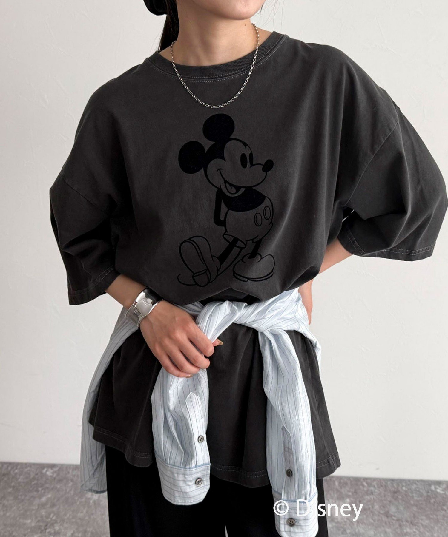 【フレディ&グロスター/FREDY&GLOSTER】の【GOOD ROCK SPEED/グッドロックスピード】Mickey フロッキープリントBIGTシャツ インテリア・キッズ・メンズ・レディースファッション・服の通販 founy(ファニー) 　ファッション　Fashion　レディースファッション　Fashion for Women　トップス・カットソー　Cut & Sew Tops　シャツ・ブラウス・オフィスカジュアル　Elegant Blouses & Button-Ups　ロングTシャツ・Tシャツ　Longline T-Shirts & Tees　ヴィンテージ　Vintage Style　グラフィック　Graphic, Graphic Design　ビッグ　Big, Oversized　プリント　Print, Printed Pattern　2025年　2025　2025-2026秋冬・A/W　Autumn/Winter 2025–26 AW25–26　チャコールグレー|ID: prp329100004702637 ipo3291000000033957805