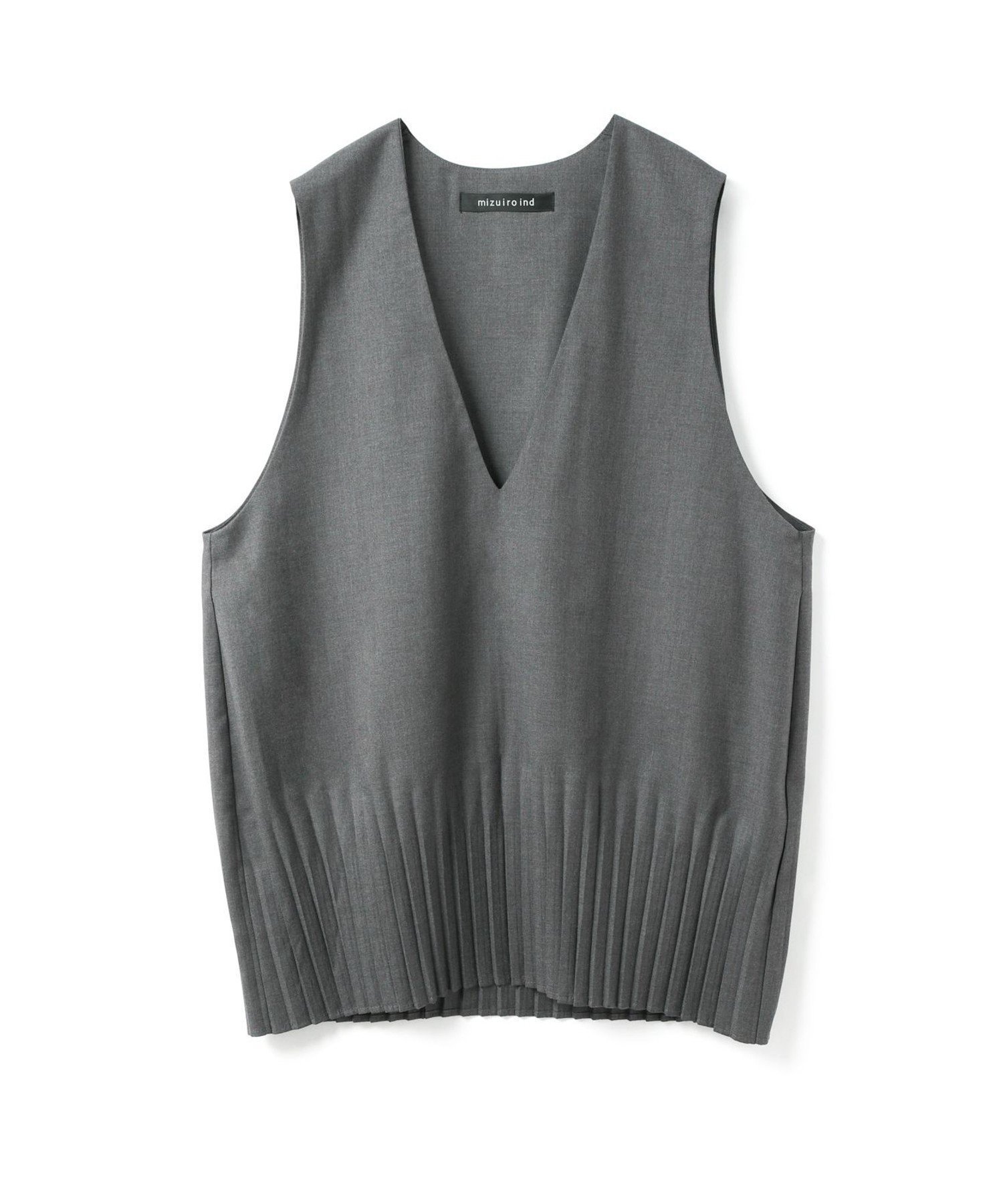 【マーコート/MARcourt】のmizuiro ind プリーツヘムVネックベスト インテリア・キッズ・メンズ・レディースファッション・服の通販 founy(ファニー) 　ファッション　Fashion　レディースファッション　Fashion for Women　アウター　Coat / Outerwear Collection　トップス・カットソー　Cut & Sew Tops　ベスト&ジレ / 重ね着スタイル　Vests & Gilets　Vネックトップス　V-Neck Tops / V-Cut Neckline Shirts　インナー　Innerwear　ノースリーブ　Sleeveless, No-Sleeve　プリーツ　Pleats, Pleated　ベスト　Vest, Waistcoat　ポケット　Pocket, Pocket Detail　エレガント 上品　Elegant　夏　Summer　無地　Plain, Solid Color　秋　Autumn　グレー|ID: prp329100004702662 ipo3291000000034585942