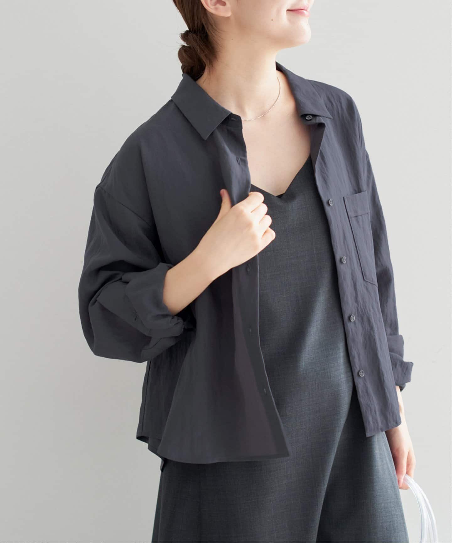 【イエナ/IENA】のフィブリルポプリンショートシャツ インテリア・キッズ・メンズ・レディースファッション・服の通販 founy(ファニー) 　ファッション　Fashion　レディースファッション　Fashion for Women　トップス・カットソー　Cut & Sew Tops　シャツ・ブラウス・オフィスカジュアル　Elegant Blouses & Button-Ups　2025年　2025　2025-2026秋冬・A/W　Autumn/Winter 2025–26 AW25–26　グレー|ID: prp329100004702708 ipo3291000000033958457