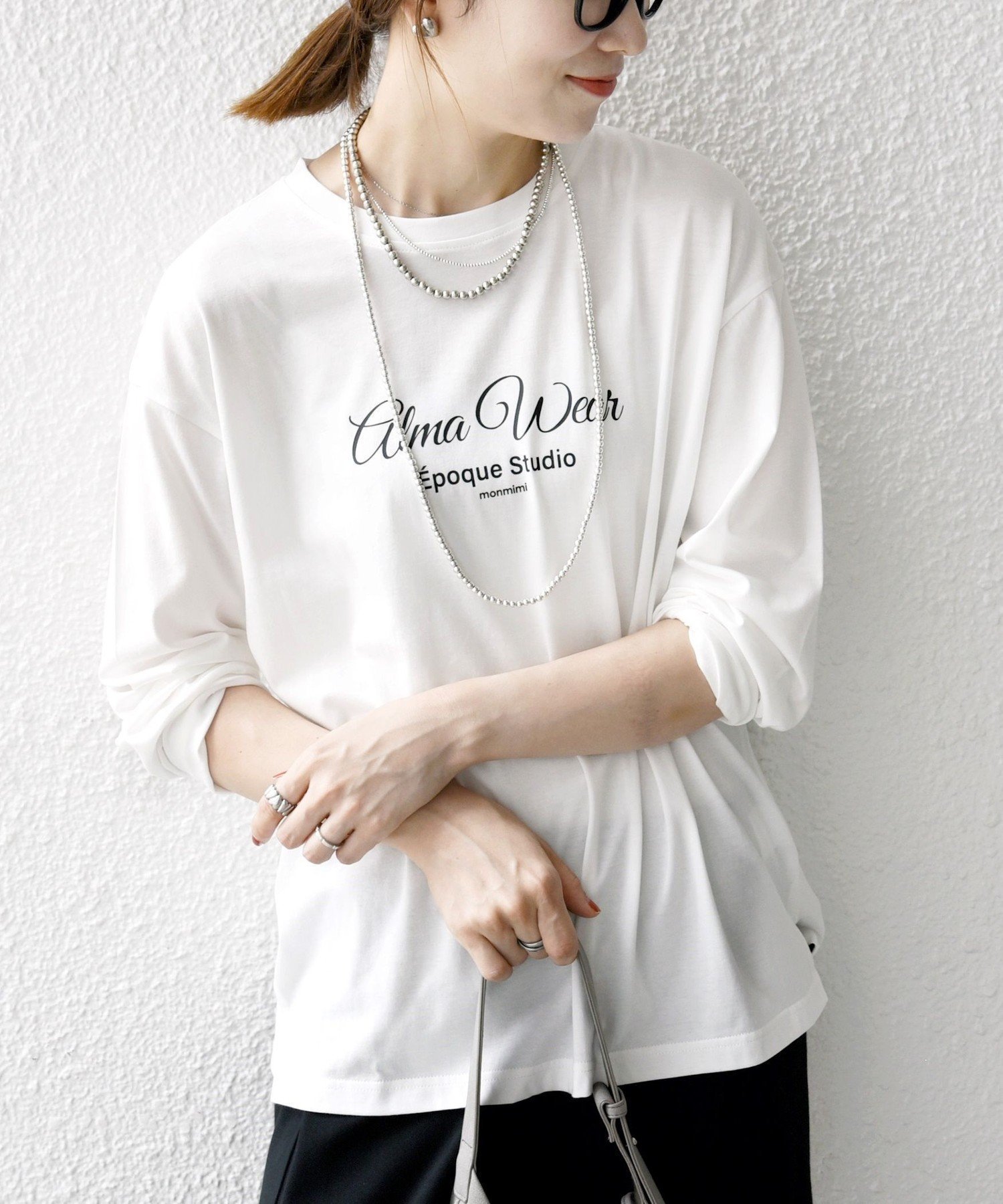 【シップス フォー ウィメン/SHIPS】の【SHIPS any別注】MONMIMI 洗濯機可能 ロゴ プリント ロンTEE 25AW インテリア・キッズ・メンズ・レディースファッション・服の通販 founy(ファニー) 　ファッション　Fashion　レディースファッション　Fashion for Women　トップス・カットソー　Cut & Sew Tops　ロングTシャツ・Tシャツ　Longline T-Shirts & Tees　2025年　2025　2025-2026秋冬・A/W　Autumn/Winter 2025–26 AW25–26　スリーブ　Sleeve, Long Sleeve / Short Sleeve　プリント　Print, Printed Pattern　ロング　Long, Long-Length　人気　Popular, Best Seller　別注　Limited Edition, Custom Order　ホワイト|ID: prp329100004702780 ipo3291000000033959154