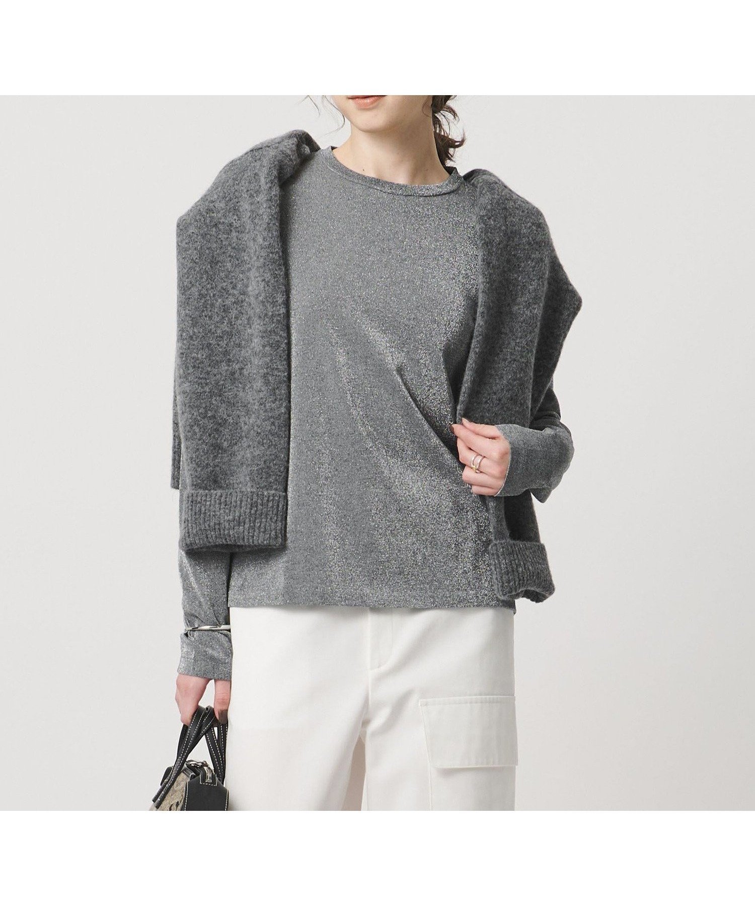 【ユナイテッドアローズ/UNITED ARROWS】のラメ ロングスリーブ カットソー インテリア・キッズ・メンズ・レディースファッション・服の通販 founy(ファニー) 　ファッション　Fashion　レディースファッション　Fashion for Women　トップス・カットソー　Cut & Sew Tops　カットソー・ベーシックTシャツ　Cut-and-Sewn Tops / Stretch Tees & Basics　おすすめ　Recommended / Our Picks　インナー　Innerwear　カットソー　Cut and Sewn Top　ギャザー　Gathered, Ruffled　コンパクト　Compact, Small Size　シンプル　Simple, Minimal　ジャケット　Jacket, Outerwear　スリーブ　Sleeve, Long Sleeve / Short Sleeve　ベスト　Vest, Waistcoat　ボトム　Bottoms, Lower Wear　ロング　Long, Long-Length　ワイド　Wide, Wide Fit　エレガント 上品　Elegant　DK.GRAY|ID: prp329100004702905 ipo3291000000035032185