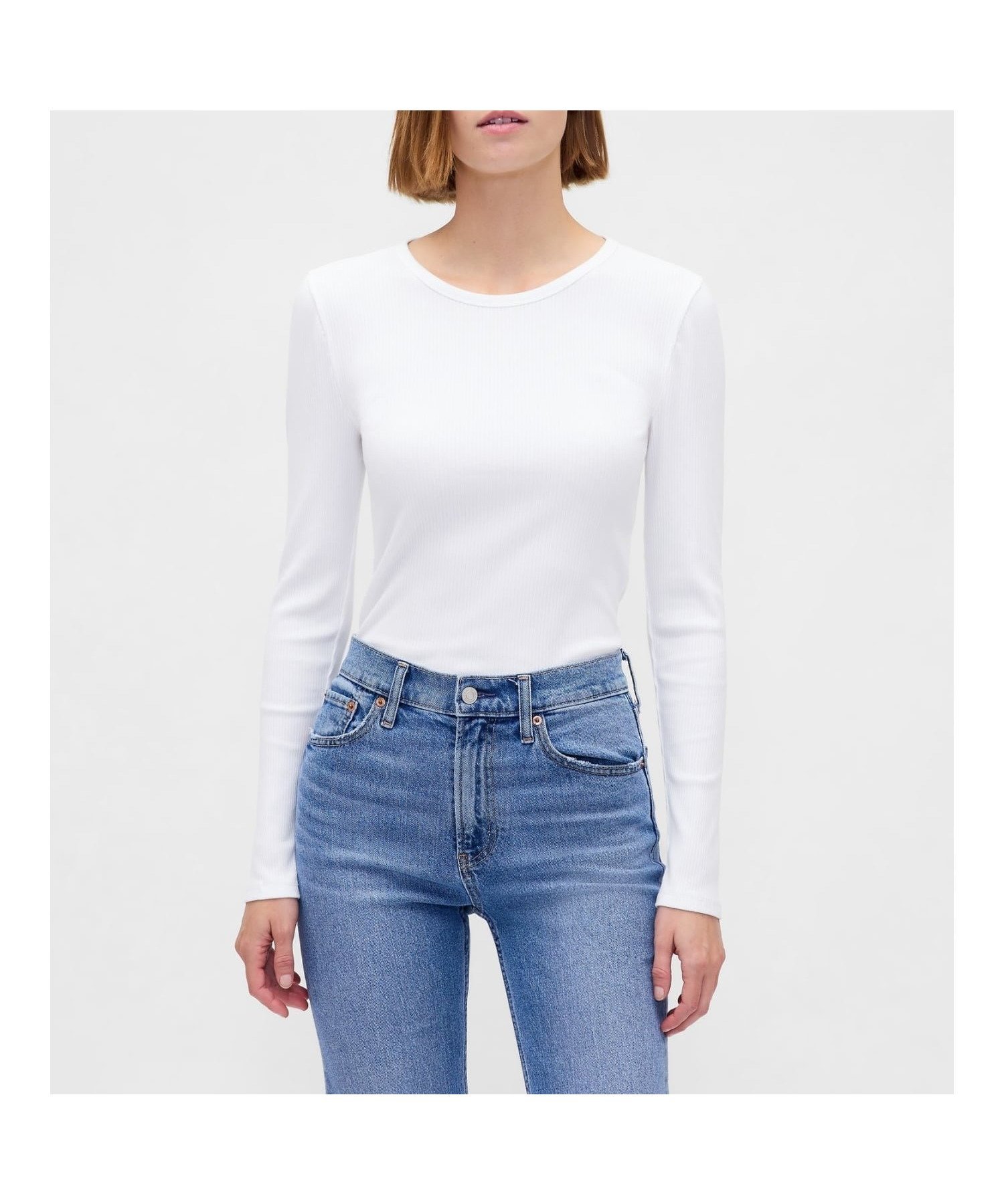 【ギャップ/GAP】のモダンリブ クロップドTシャツ インテリア・キッズ・メンズ・レディースファッション・服の通販 founy(ファニー) 　ファッション　Fashion　レディースファッション　Fashion for Women　トップス・カットソー　Cut & Sew Tops　シャツ・ブラウス・オフィスカジュアル　Elegant Blouses & Button-Ups　ロングTシャツ・Tシャツ　Longline T-Shirts & Tees　クロップド　Cropped, Short Length　ショート　Short, Short Length　ストレッチ　Stretch, Stretchy Fabric　フィット　Fit, Slim Fit　長袖　Long Sleeve, Full Sleeve　FRESH_WHITE|ID: prp329100004702913 ipo3291000000034808406