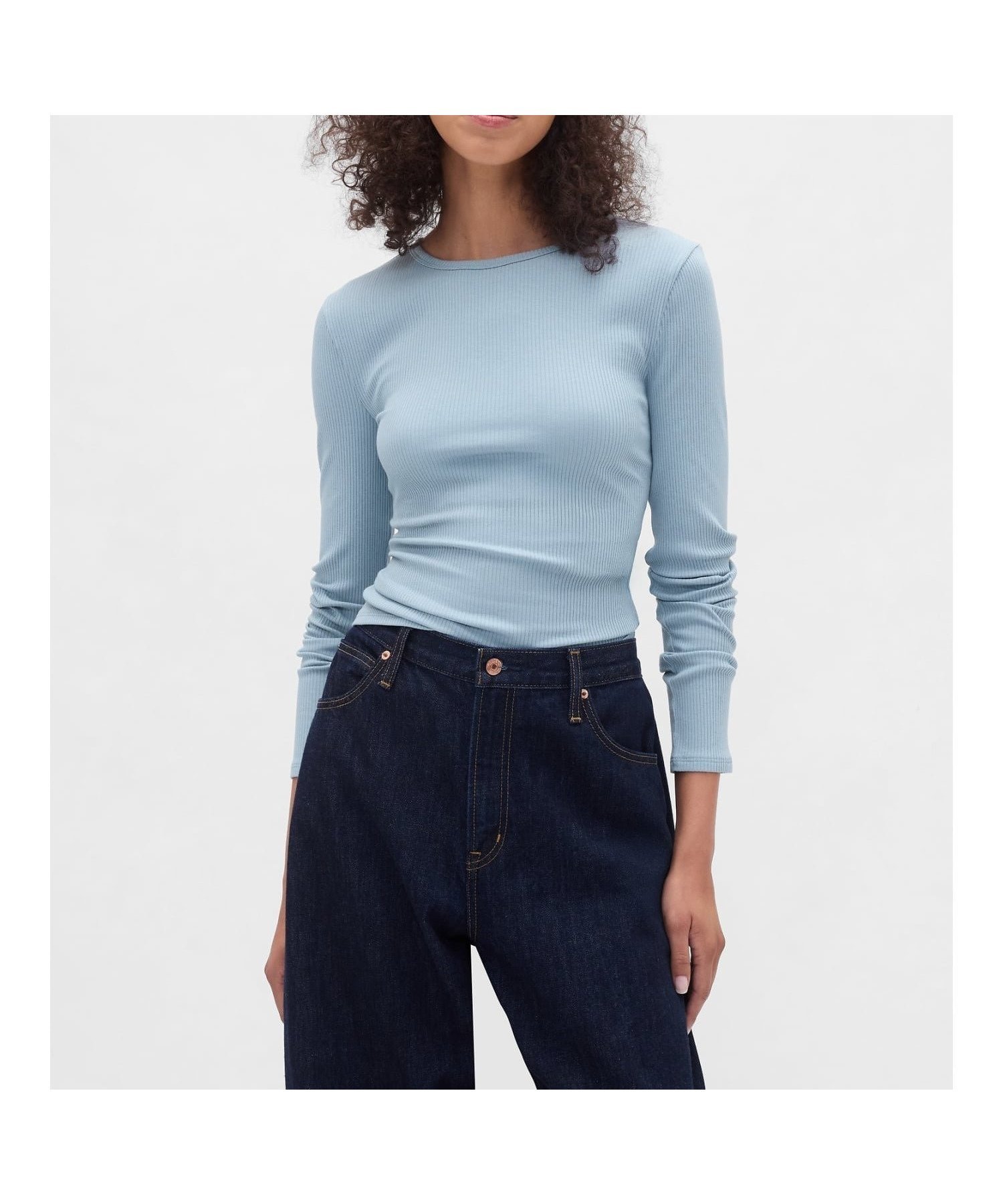 【ギャップ/GAP】のモダンリブ クロップドTシャツ インテリア・キッズ・メンズ・レディースファッション・服の通販 founy(ファニー) 　ファッション　Fashion　レディースファッション　Fashion for Women　トップス・カットソー　Cut & Sew Tops　シャツ・ブラウス・オフィスカジュアル　Elegant Blouses & Button-Ups　ロングTシャツ・Tシャツ　Longline T-Shirts & Tees　クロップド　Cropped, Short Length　ショート　Short, Short Length　ストレッチ　Stretch, Stretchy Fabric　フィット　Fit, Slim Fit　長袖　Long Sleeve, Full Sleeve　NEW_ENGLAND_SKY|ID: prp329100004702913 ipo3291000000034808412