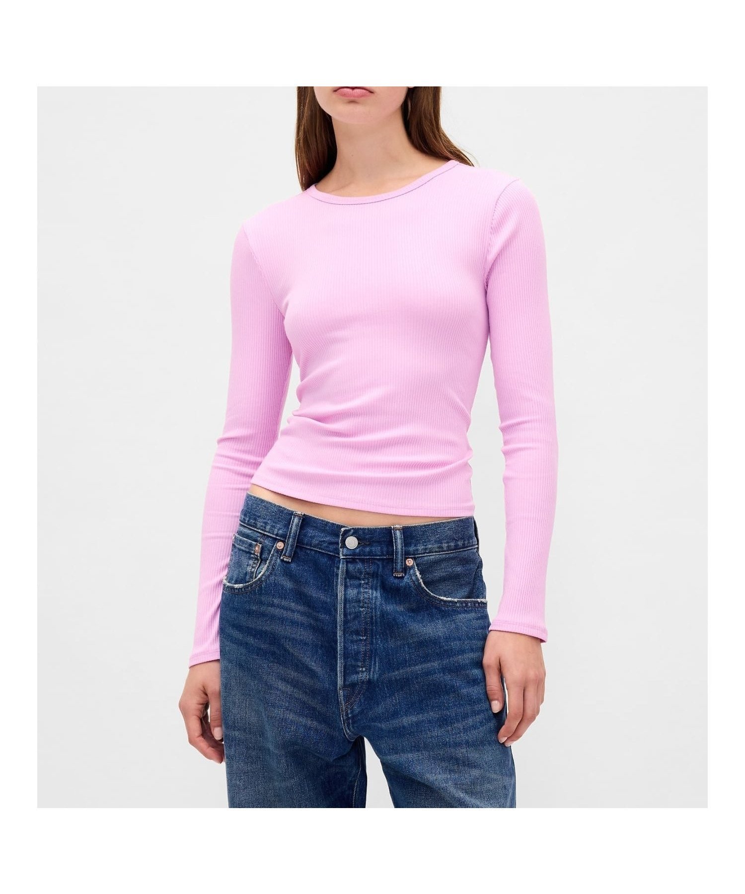 【ギャップ/GAP】のモダンリブ クロップドTシャツ インテリア・キッズ・メンズ・レディースファッション・服の通販 founy(ファニー) 　ファッション　Fashion　レディースファッション　Fashion for Women　トップス・カットソー　Cut & Sew Tops　シャツ・ブラウス・オフィスカジュアル　Elegant Blouses & Button-Ups　ロングTシャツ・Tシャツ　Longline T-Shirts & Tees　クロップド　Cropped, Short Length　ショート　Short, Short Length　ストレッチ　Stretch, Stretchy Fabric　フィット　Fit, Slim Fit　長袖　Long Sleeve, Full Sleeve　SUGAR_PINK|ID: prp329100004702913 ipo3291000000034808415