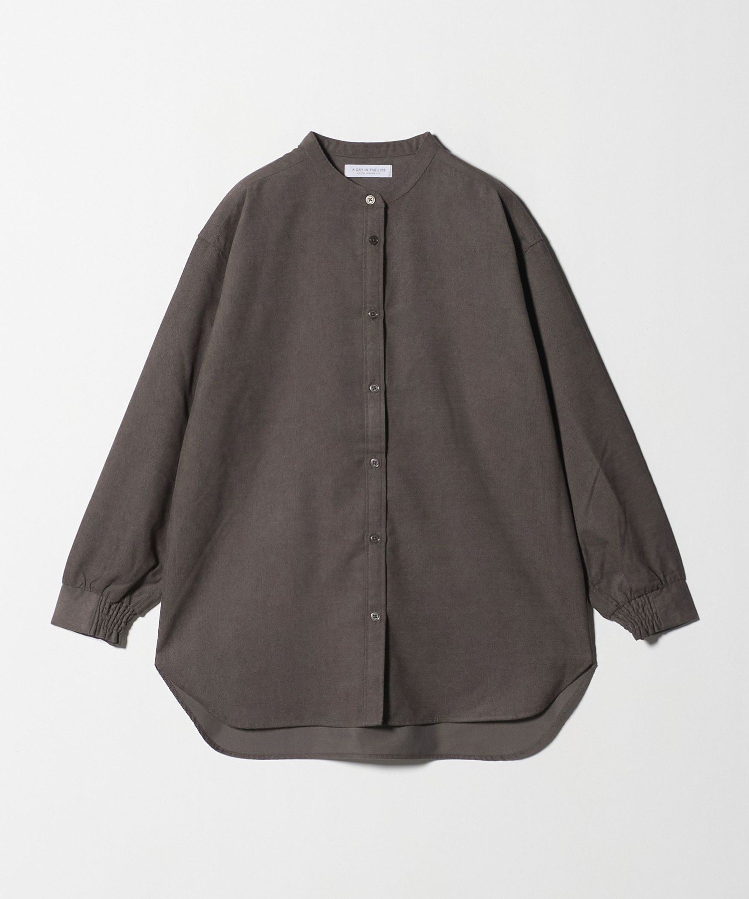 【ユナイテッドアローズ/UNITED ARROWS】のコーデュロイ バンドカラーシャツ A DAY IN THE LIFE インテリア・キッズ・メンズ・レディースファッション・服の通販 founy(ファニー) 　ファッション　Fashion　レディースファッション　Fashion for Women　トップス・カットソー　Cut & Sew Tops　シャツ・ブラウス・オフィスカジュアル　Elegant Blouses & Button-Ups　秋　Autumn　ギャザー　Gathered, Ruffled　コーデュロイ　Corduroy, Cord Fabric　サテン　Satin, Glossy Fabric　シアー　Sheer, See-Through　シャーリング　Shirring, Ruched　スリーブ　Sleeve, Long Sleeve / Short Sleeve　デニム　Denim, Jeans Material　トレンド　Trend, Trending Now　なめらか　Smooth, Silky Texture　ハイネック　High Neck, Mock Neck　バランス　Balance, Style Balance　プリーツ　Pleats, Pleated　アウトレット　Outlet / Clearance　ビジネス 仕事 通勤　Business / Work / Commuting　DK.GRAY|ID: prp329100004702943 ipo3291000000033986031