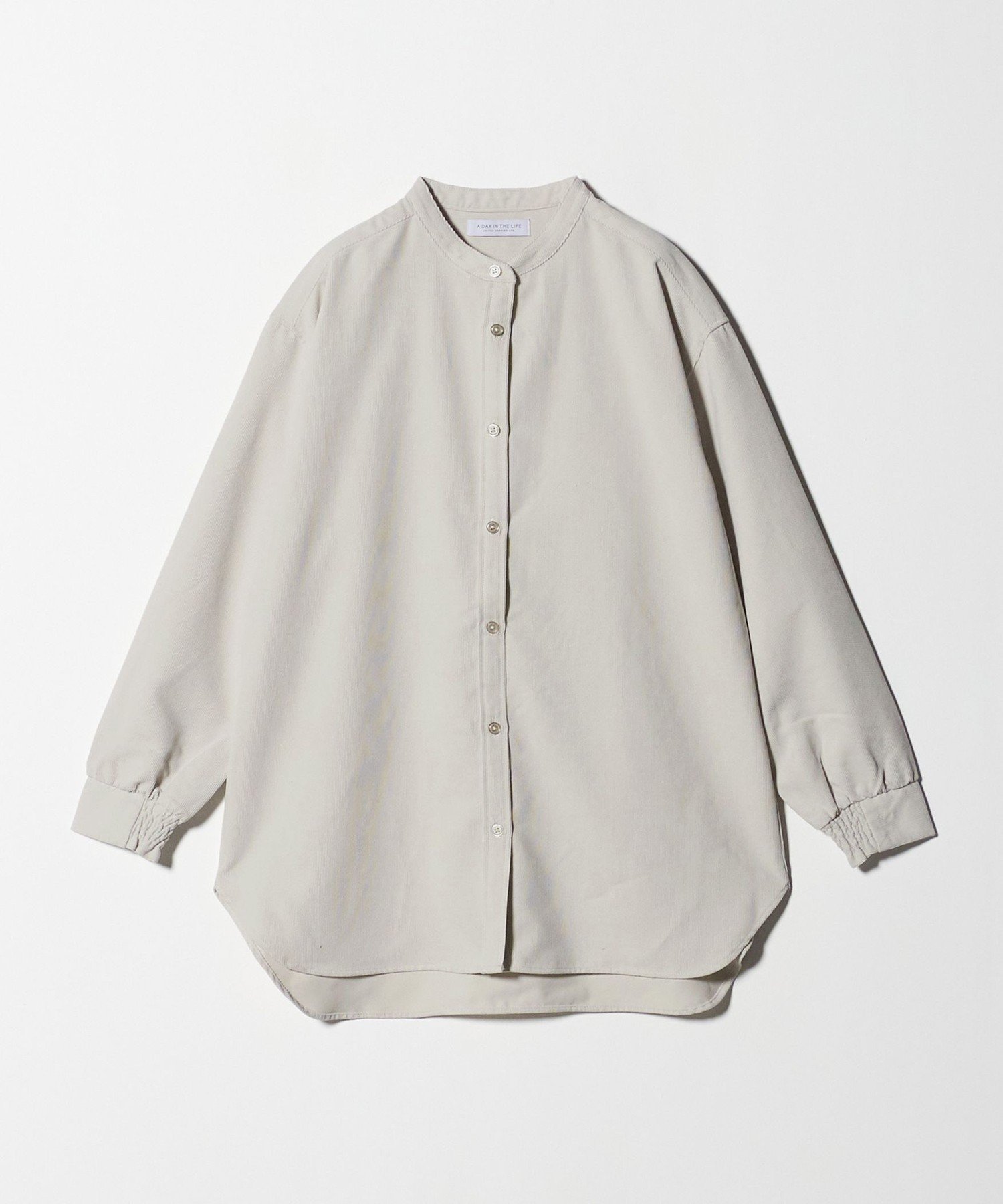 【ユナイテッドアローズ/UNITED ARROWS】のコーデュロイ バンドカラーシャツ A DAY IN THE LIFE インテリア・キッズ・メンズ・レディースファッション・服の通販 founy(ファニー) 　ファッション　Fashion　レディースファッション　Fashion for Women　トップス・カットソー　Cut & Sew Tops　シャツ・ブラウス・オフィスカジュアル　Elegant Blouses & Button-Ups　秋　Autumn　ギャザー　Gathered, Ruffled　コーデュロイ　Corduroy, Cord Fabric　サテン　Satin, Glossy Fabric　シアー　Sheer, See-Through　シャーリング　Shirring, Ruched　スリーブ　Sleeve, Long Sleeve / Short Sleeve　デニム　Denim, Jeans Material　トレンド　Trend, Trending Now　なめらか　Smooth, Silky Texture　ハイネック　High Neck, Mock Neck　バランス　Balance, Style Balance　プリーツ　Pleats, Pleated　アウトレット　Outlet / Clearance　ビジネス 仕事 通勤　Business / Work / Commuting　OFF WHITE|ID: prp329100004702943 ipo3291000000033986035