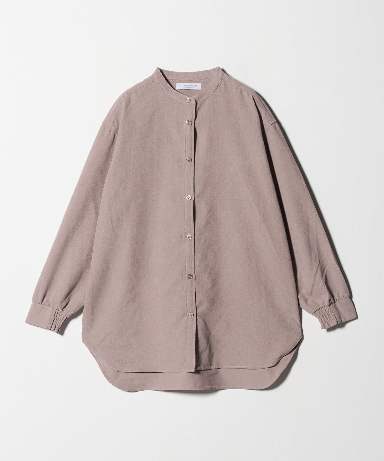 【ユナイテッドアローズ/UNITED ARROWS】のコーデュロイ バンドカラーシャツ A DAY IN THE LIFE インテリア・キッズ・メンズ・レディースファッション・服の通販 founy(ファニー) 　ファッション　Fashion　レディースファッション　Fashion for Women　トップス・カットソー　Cut & Sew Tops　シャツ・ブラウス・オフィスカジュアル　Elegant Blouses & Button-Ups　秋　Autumn　ギャザー　Gathered, Ruffled　コーデュロイ　Corduroy, Cord Fabric　サテン　Satin, Glossy Fabric　シアー　Sheer, See-Through　シャーリング　Shirring, Ruched　スリーブ　Sleeve, Long Sleeve / Short Sleeve　デニム　Denim, Jeans Material　トレンド　Trend, Trending Now　なめらか　Smooth, Silky Texture　ハイネック　High Neck, Mock Neck　バランス　Balance, Style Balance　プリーツ　Pleats, Pleated　アウトレット　Outlet / Clearance　ビジネス 仕事 通勤　Business / Work / Commuting　LT.PINK|ID: prp329100004702943 ipo3291000000033986040