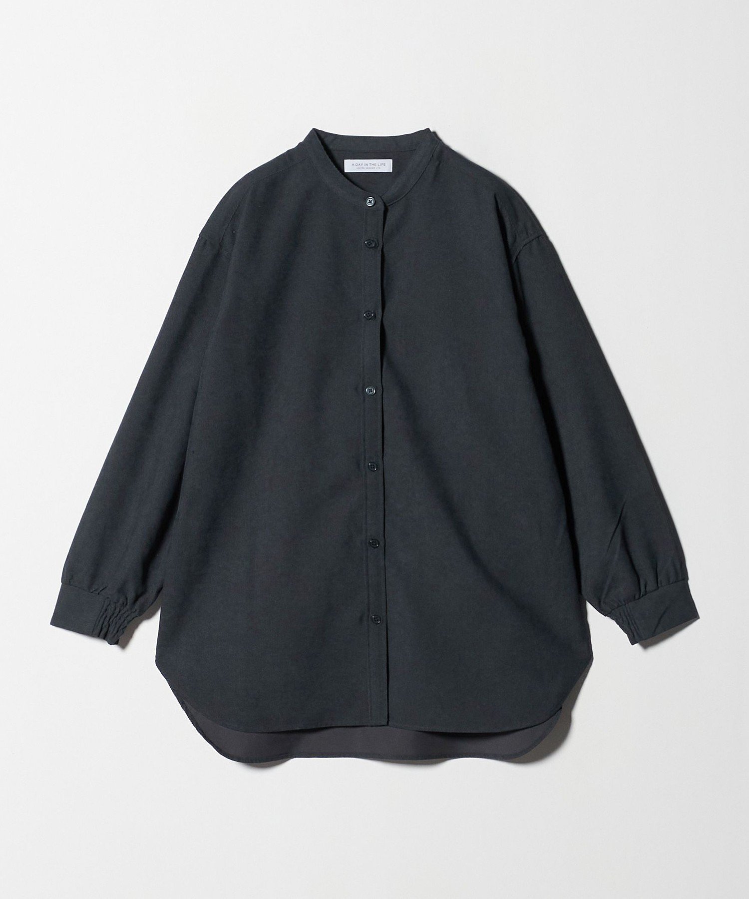 【ユナイテッドアローズ/UNITED ARROWS】のコーデュロイ バンドカラーシャツ A DAY IN THE LIFE インテリア・キッズ・メンズ・レディースファッション・服の通販 founy(ファニー) 　ファッション　Fashion　レディースファッション　Fashion for Women　トップス・カットソー　Cut & Sew Tops　シャツ・ブラウス・オフィスカジュアル　Elegant Blouses & Button-Ups　秋　Autumn　ギャザー　Gathered, Ruffled　コーデュロイ　Corduroy, Cord Fabric　サテン　Satin, Glossy Fabric　シアー　Sheer, See-Through　シャーリング　Shirring, Ruched　スリーブ　Sleeve, Long Sleeve / Short Sleeve　デニム　Denim, Jeans Material　トレンド　Trend, Trending Now　なめらか　Smooth, Silky Texture　ハイネック　High Neck, Mock Neck　バランス　Balance, Style Balance　プリーツ　Pleats, Pleated　アウトレット　Outlet / Clearance　ビジネス 仕事 通勤　Business / Work / Commuting　NAVY|ID: prp329100004702943 ipo3291000000033986043