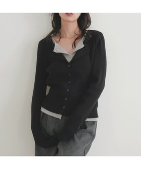 【リアン/Lian】のレイヤードバイカラークルーネックカーディガン 人気、トレンドファッション・服の通販 founy(ファニー) ファッション Fashion レディースファッション Fashion for Women トップス・カットソー Cut & Sew Tops カーディガン・羽織り Layered Style Cardigans |ID:prp329100004702998