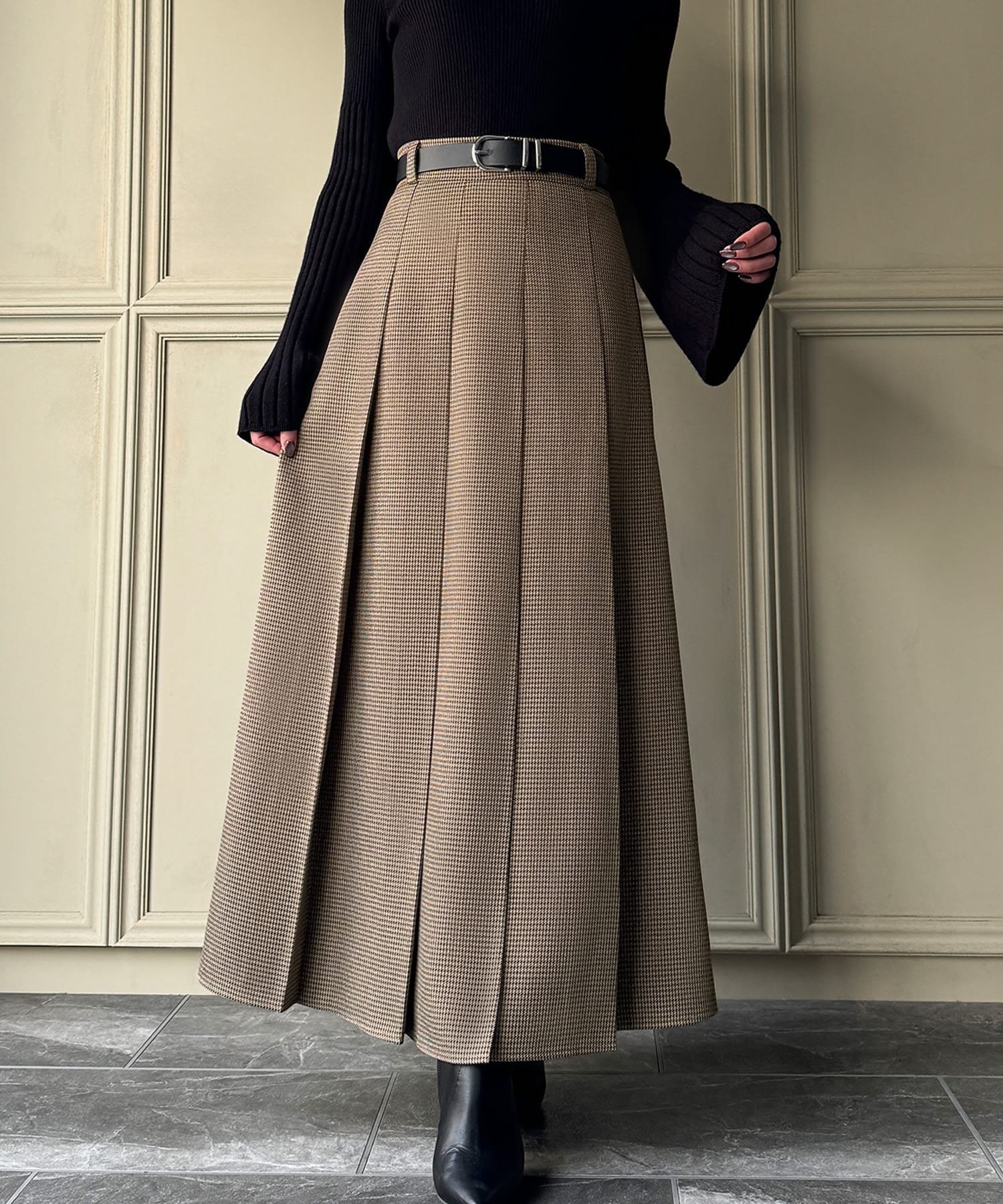 【ジュノア/JUNOAH】の千鳥チェックロングプリーツスカート 人気、トレンドファッション・服の通販 founy(ファニー) 　ファッション　Fashion　レディースファッション　Fashion for Women　スカート　Skirts　プリーツスカート / 上品フェミニンスタイル　Pleated Skirts　 other-1|ID: prp329100004703767 ipo3291000000033966764