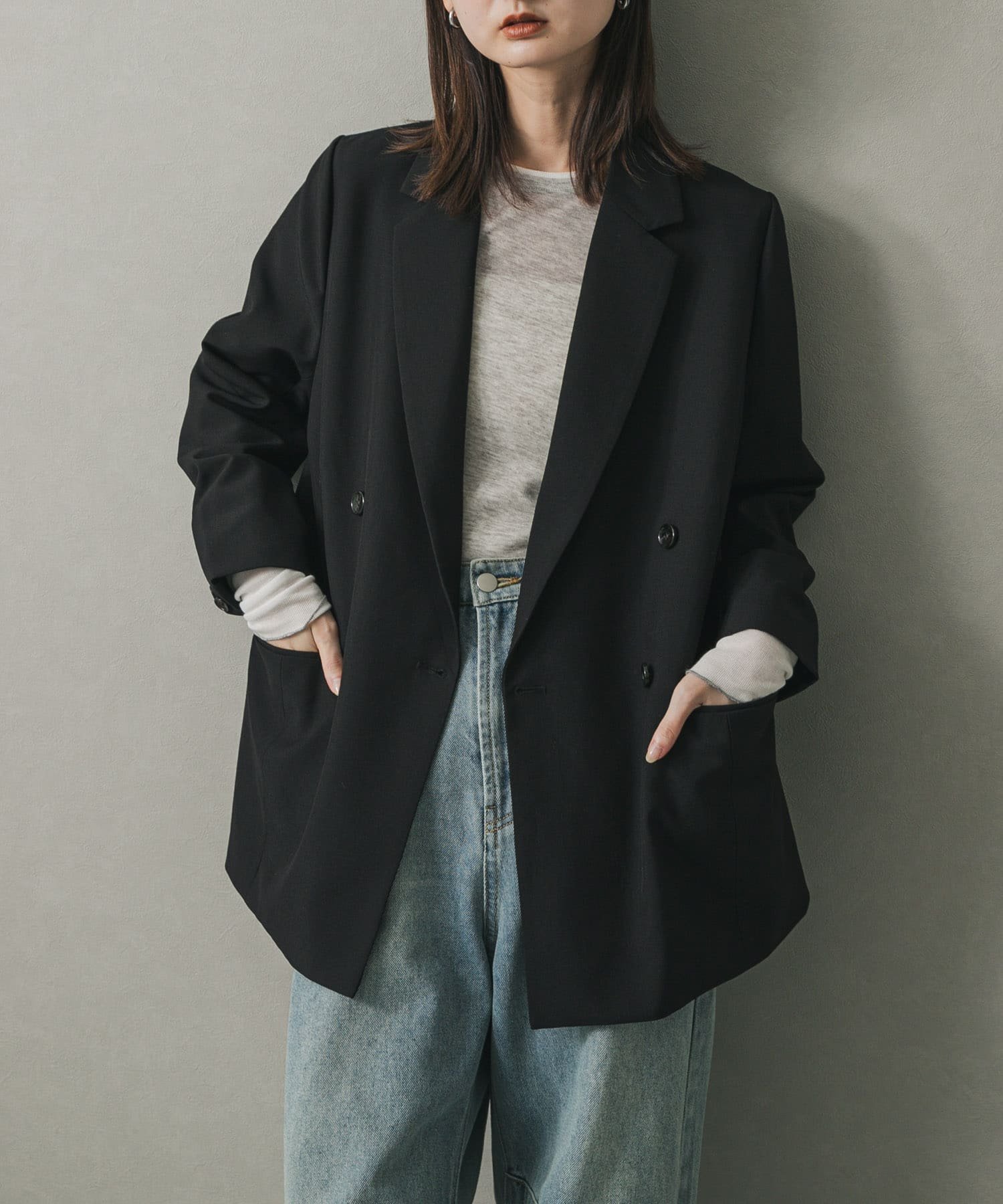 【センスオブプレイス/SENSE OF PLACE by URBAN RESEARCH】のダブルテーラードジャケット インテリア・キッズ・メンズ・レディースファッション・服の通販 founy(ファニー) 　ファッション　Fashion　レディースファッション　Fashion for Women　アウター　Coat / Outerwear Collection　レディースジャケット・軽アウター　Jackets　テーラードジャケット / 通勤・きれいめスタイル　Tailored Jackets & Blazers　2025年　2025　2025-2026秋冬・A/W　Autumn/Winter 2025–26 AW25–26　冬　Winter / This Winter　インナー　Innerwear　オケージョン　Occasion Wear　シンプル　Simple, Minimal　チェック　Check, Plaid, Tartan　秋　Autumn　A/W・秋冬　Autumn/Winter　BLACK|ID: prp329100004703802 ipo3291000000034268093