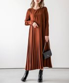【ラジュール/Lajour】のプリーツカラーワンピース テラコッタ|ID: prp329100004703850 ipo3291000000033967602