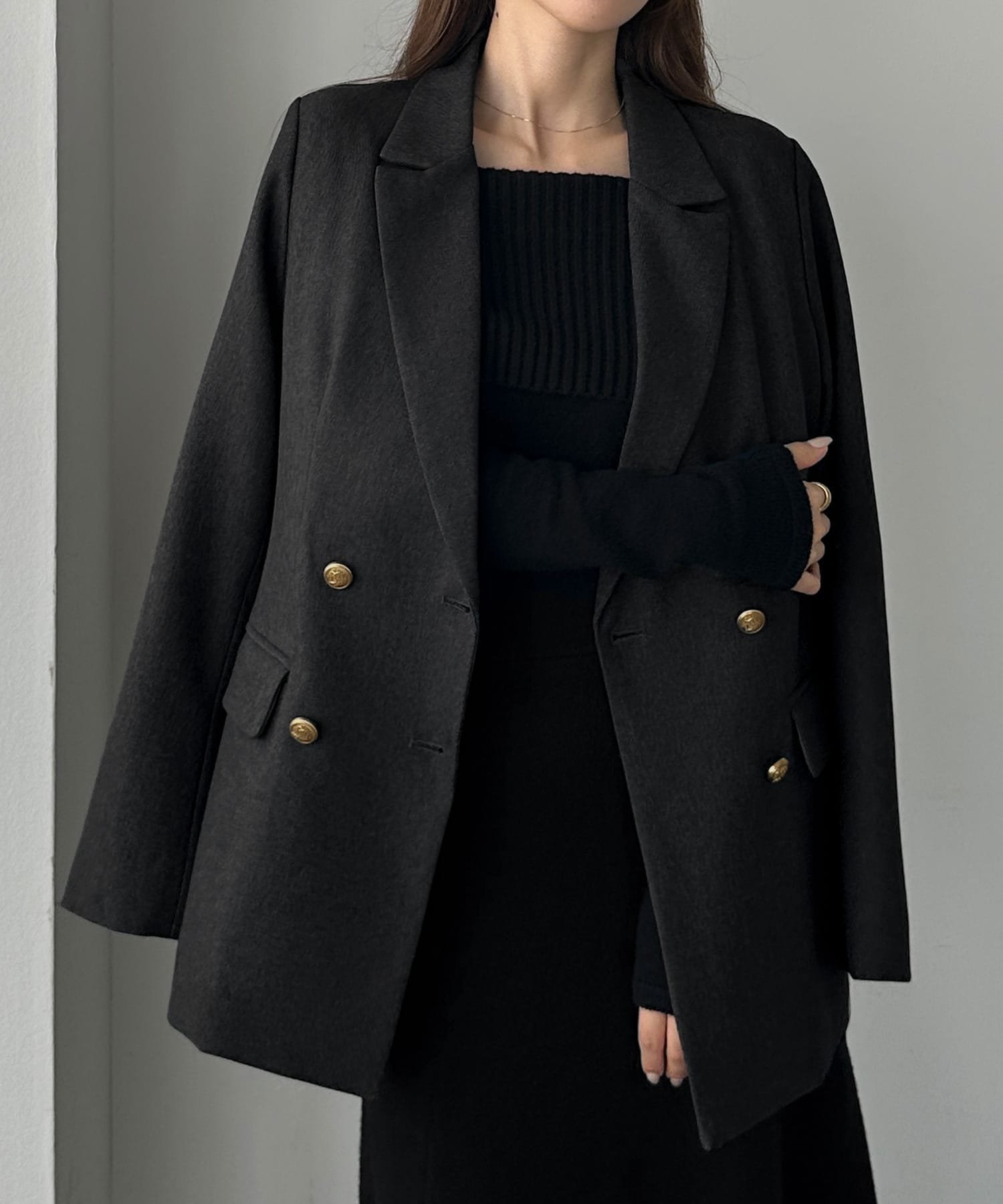 【ジュノア/JUNOAH】のLouere ゴールドボタンジャケット インテリア・キッズ・メンズ・レディースファッション・服の通販 founy(ファニー) 　ファッション　Fashion　レディースファッション　Fashion for Women　アウター　Coat / Outerwear Collection　レディースジャケット・軽アウター　Jackets　チャコール|ID: prp329100004703857 ipo3291000000033967660