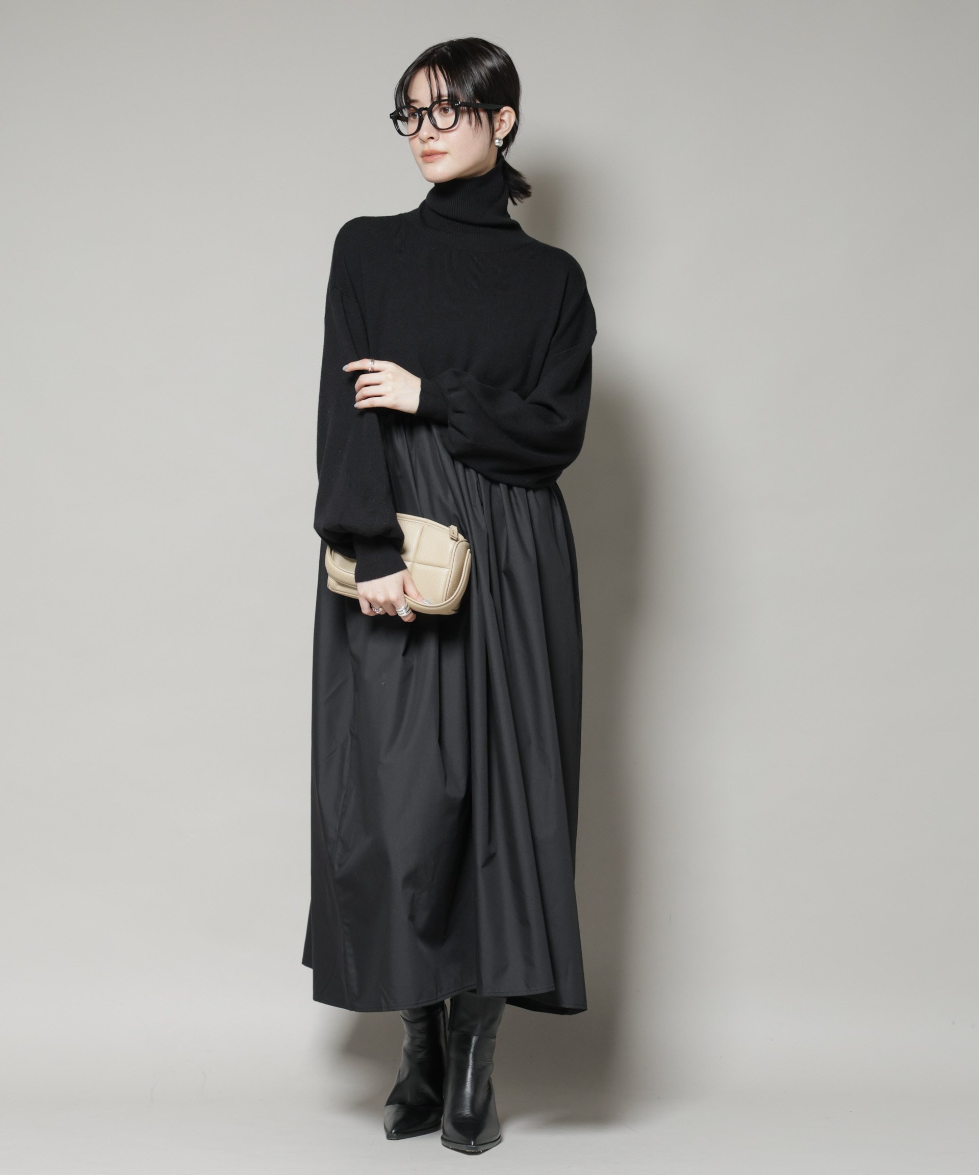 【ナノ ユニバース/nano universe】の異素材コンビドッキングタートルワンピース 人気、トレンドファッション・服の通販 founy(ファニー) 　ファッション　Fashion　レディースファッション　Fashion for Women　ワンピース　Dresses　ウォッシャブル　Machine Washable　ギャザー　Gathered, Ruffled　シンプル　Simple, Minimal　タートル　Turtleneck, Turtle Collar　アウトレット　Outlet / Clearance　おすすめ　Recommended / Our Picks　ビジネス 仕事 通勤　Business / Work / Commuting　2025年　2025　2025-2026秋冬・A/W　Autumn/Winter 2025–26 AW25–26　 other-1|ID: prp329100004703904 ipo3291000000033967985