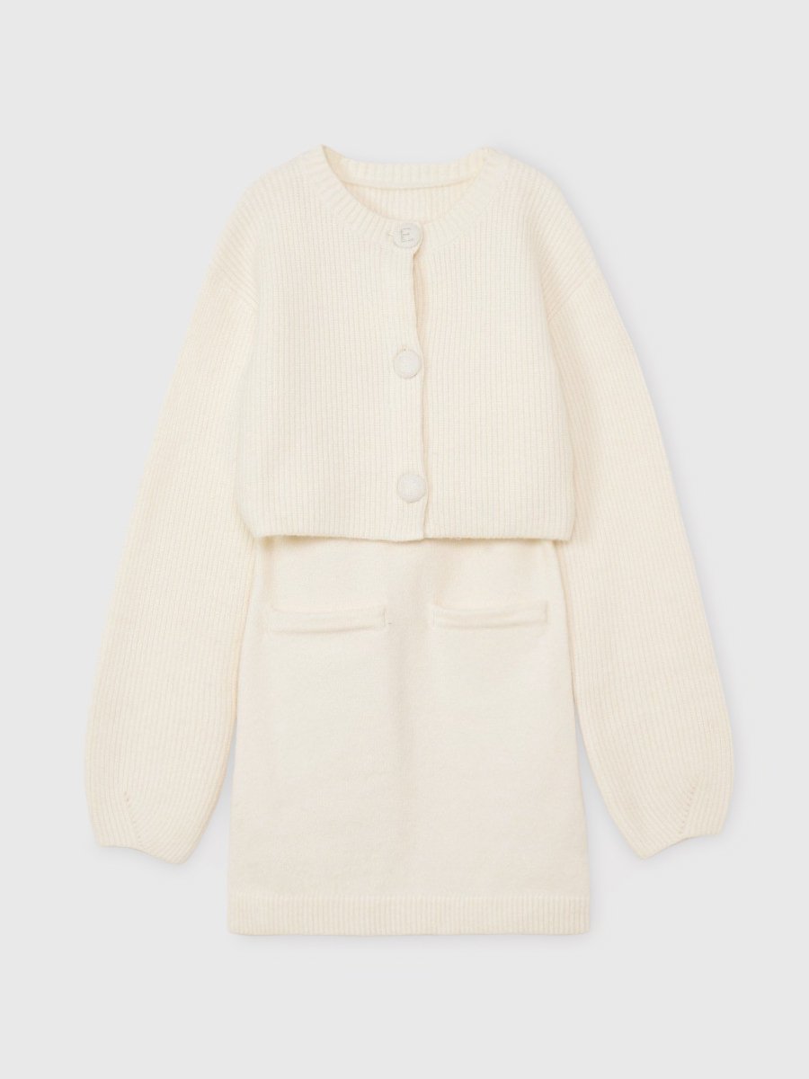 【エイミーイストワール/eimy istoire】のロゴ釦ニットセットワンピース 人気、トレンドファッション・服の通販 founy(ファニー) 　ファッション　Fashion　レディースファッション　Fashion for Women　ワンピース　Dresses　カーディガン　Cardigan, Knitwear　クラシカル　Classical, Vintage-Inspired　ショート　Short, Short Length　セットアップ　Set-Up, Coordinated Outfit　デニム　Denim, Jeans Material　フェミニン　Feminine, Girly　A/W・秋冬　Autumn/Winter　再入荷　Restock / Back in Stock　おすすめ　Recommended / Our Picks　エレガント 上品　Elegant　 other-1|ID: prp329100004703971 ipo3291000000033968387