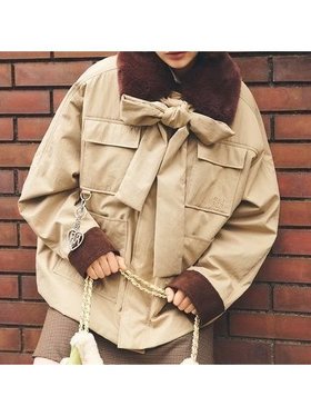 【ファーファー/FURFUR】のパデットボウタイワークブルゾン 人気、トレンドファッション・服の通販 founy(ファニー) ファッション Fashion レディースファッション Fashion for Women アウター Coat / Outerwear Collection ブルゾンジャケット・スポーティアウター Blouson Jackets コーデュロイ Corduroy, Cord Fabric スマート Smart, Elegant トレンド Trend, Trending Now フェミニン Feminine, Girly ブルゾン Blouson, Bomber Jacket ワーク Workwear, Utility Style 冬 Winter / This Winter 秋 Autumn |ID:prp329100004704012