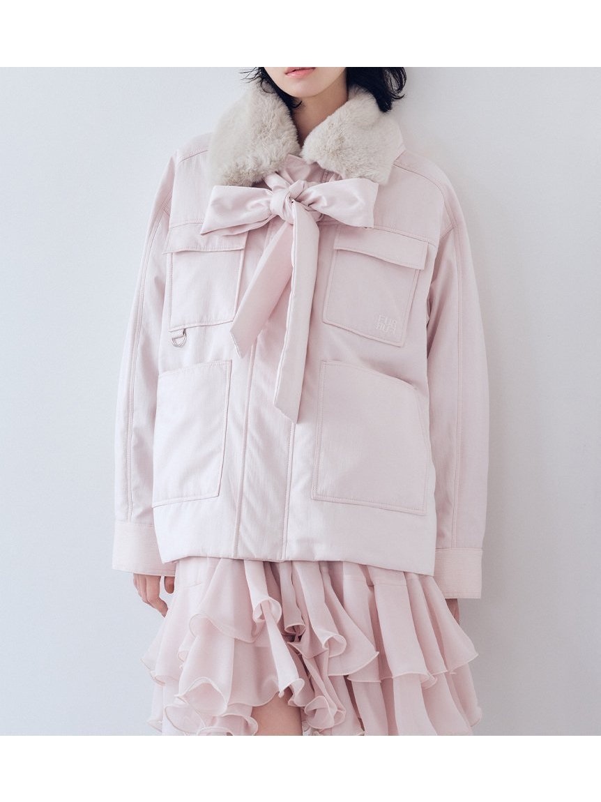 【ファーファー/FURFUR】のパデットボウタイワークブルゾン インテリア・キッズ・メンズ・レディースファッション・服の通販 founy(ファニー) 　ファッション　Fashion　レディースファッション　Fashion for Women　アウター　Coat / Outerwear Collection　ブルゾンジャケット・スポーティアウター　Blouson Jackets　コーデュロイ　Corduroy, Cord Fabric　スマート　Smart, Elegant　トレンド　Trend, Trending Now　フェミニン　Feminine, Girly　ブルゾン　Blouson, Bomber Jacket　ワーク　Workwear, Utility Style　冬　Winter / This Winter　秋　Autumn　PNK[066]|ID: prp329100004704012 ipo3291000000033968941