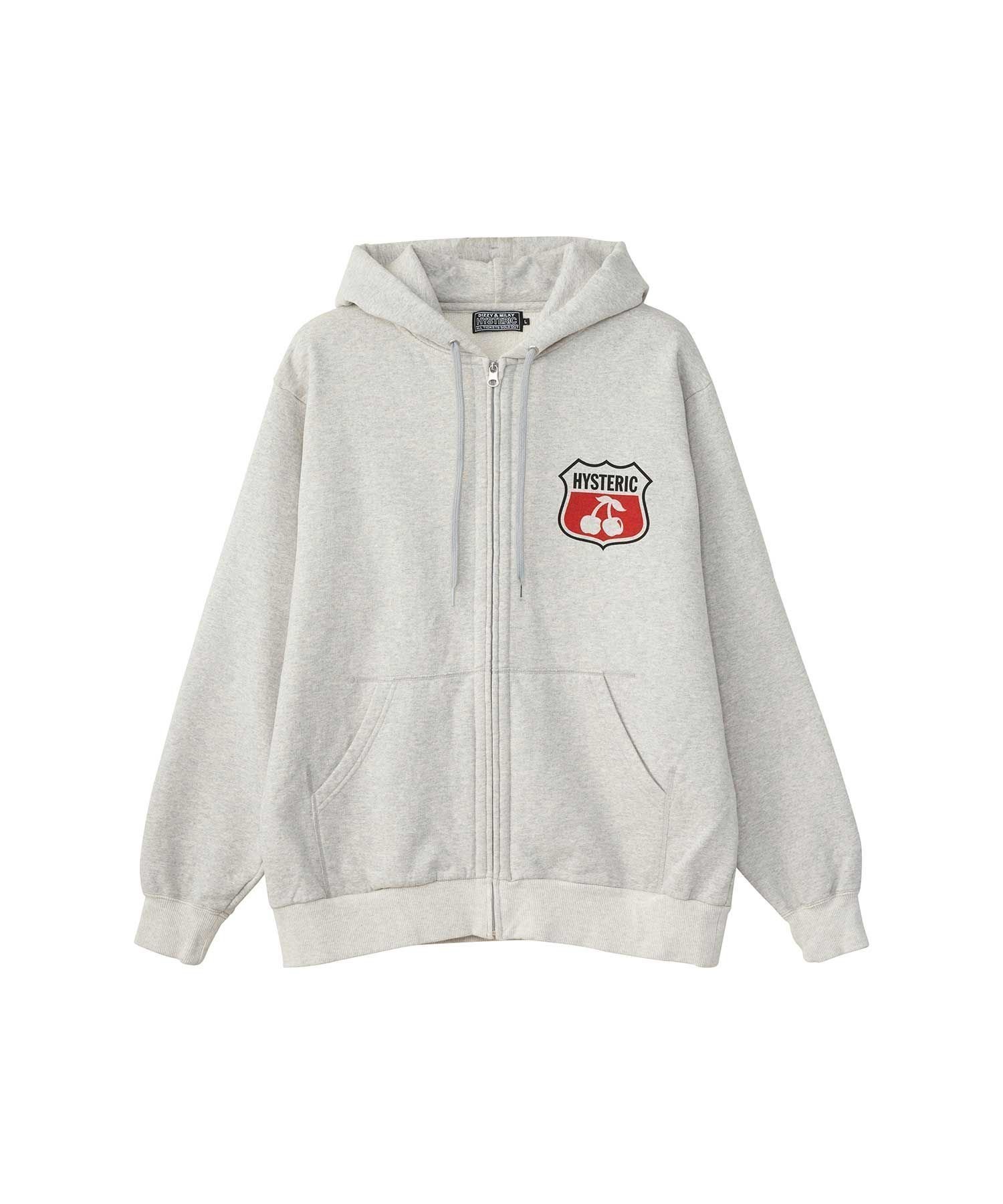 【ヒステリックグラマー/HYSTERIC GLAMOUR / MEN】のHYSTERIC CHERRY パーカー インテリア・キッズ・メンズ・レディースファッション・服の通販 founy(ファニー) 　ファッション　Fashion　メンズファッション　Fashion for Men　グラフィック　Graphic, Graphic Design　パーカー　Hoodie, Parka　プリント　Print, Printed Pattern　モチーフ　Motif, Design Theme　ループ　Loop, Loop Knit　ヴィンテージ　Vintage Style　トップグレー|ID: prp329100004704341 ipo3291000000034100469