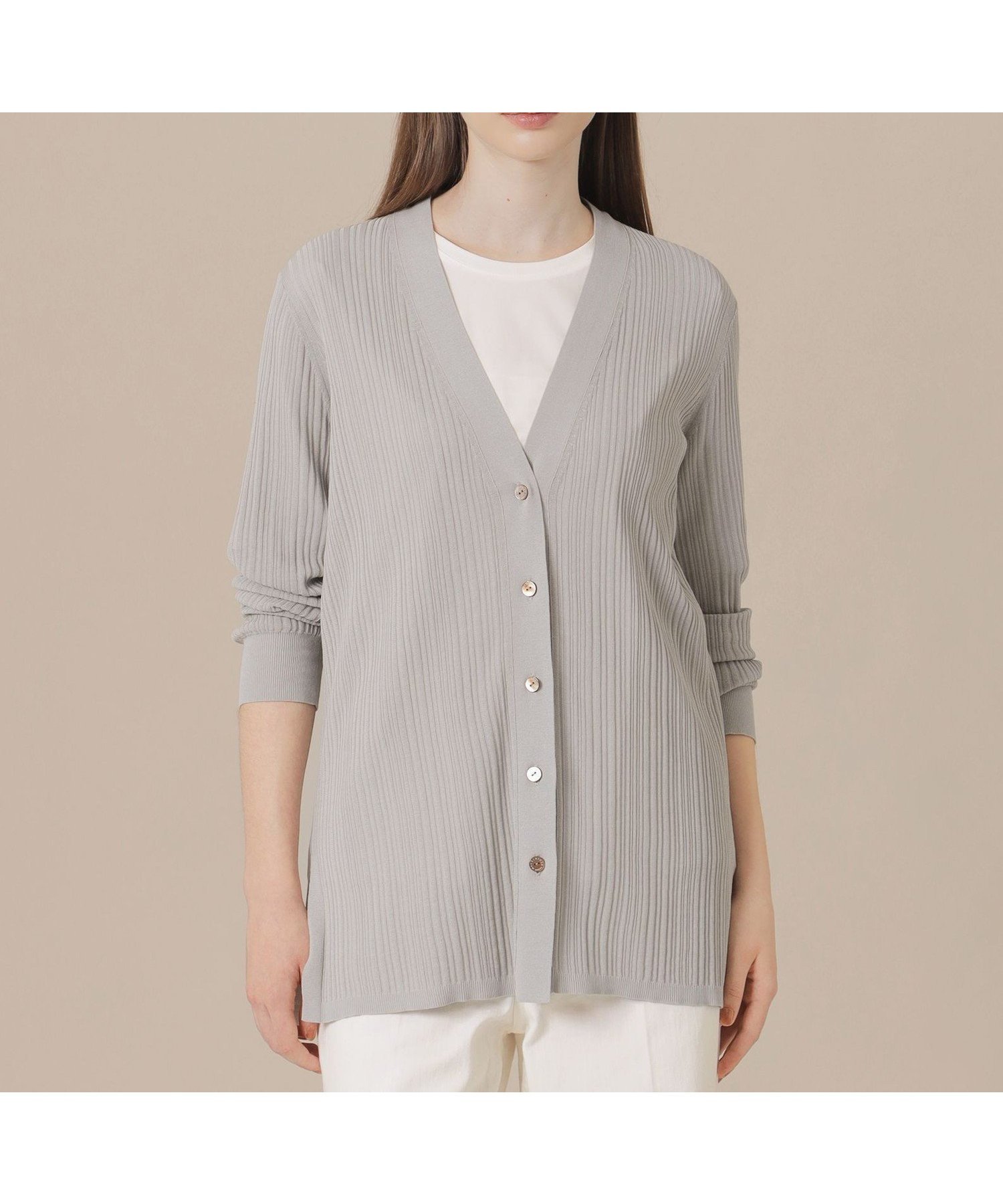【マッキントッシュ ロンドン/MACKINTOSH LONDON】のシアーコットンニットカーディガン インテリア・キッズ・メンズ・レディースファッション・服の通販 founy(ファニー) 　ファッション　Fashion　レディースファッション　Fashion for Women　トップス・カットソー　Cut & Sew Tops　ニット　Knit Tops & Sweaters　カーディガン・羽織り　Layered Style Cardigans　ウォッシャブル　Machine Washable　カーディガン　Cardigan, Knitwear　シンプル　Simple, Minimal　スリット　Slit, Slit Detail　夏　Summer　春　Spring　グレー|ID: prp329100004704422 ipo3291000000034012540