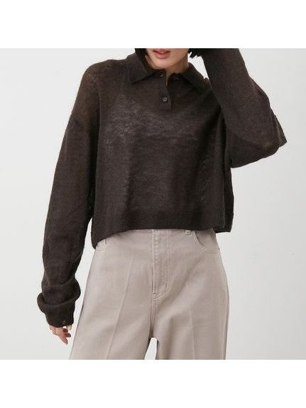 【ミラオーウェン/Mila Owen】のモヘア混シアーポロニットプルオーバー インテリア・キッズ・メンズ・レディースファッション・服の通販 founy(ファニー) 　雑誌掲載アイテム　Magazine Picks & Fashion Features　ファッション雑誌　Fashion Magazines　ヴェリィ　VERY　ファッション　Fashion　レディースファッション　Fashion for Women　トップス・カットソー　Cut & Sew Tops　ニット　Knit Tops & Sweaters　カジュアルプルオーバー・ニットトップス　Pullovers & Knit Tops / Casual Pullovers　秋　Autumn　キャミ　Camisole, Cami Top　クロップド　Cropped, Short Length　11月号　November Issue　シアー　Sheer, See-Through　スマート　Smart, Elegant　雑誌　Magazine, Fashion Magazine　ボトム　Bottoms, Lower Wear　ワイド　Wide, Wide Fit　おすすめ　Recommended / Our Picks　エレガント 上品　Elegant　BRW[058]|ID: prp329100004704471 ipo3291000000034543176