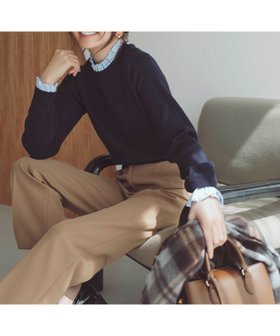 【ナチュラル ビューティー ベーシック/NATURAL BEAUTY BASIC】のストライプフリルネックニット 人気、トレンドファッション・服の通販 founy(ファニー) ファッション Fashion レディースファッション Fashion for Women トップス・カットソー Cut & Sew Tops ニット Knit Tops & Sweaters ストライプ Stripe, Striped Pattern ドッキング Docking, Mixed Material フリル Frill, Ruffle ブロード Broadcloth, Fine Cotton |ID:prp329100004704533