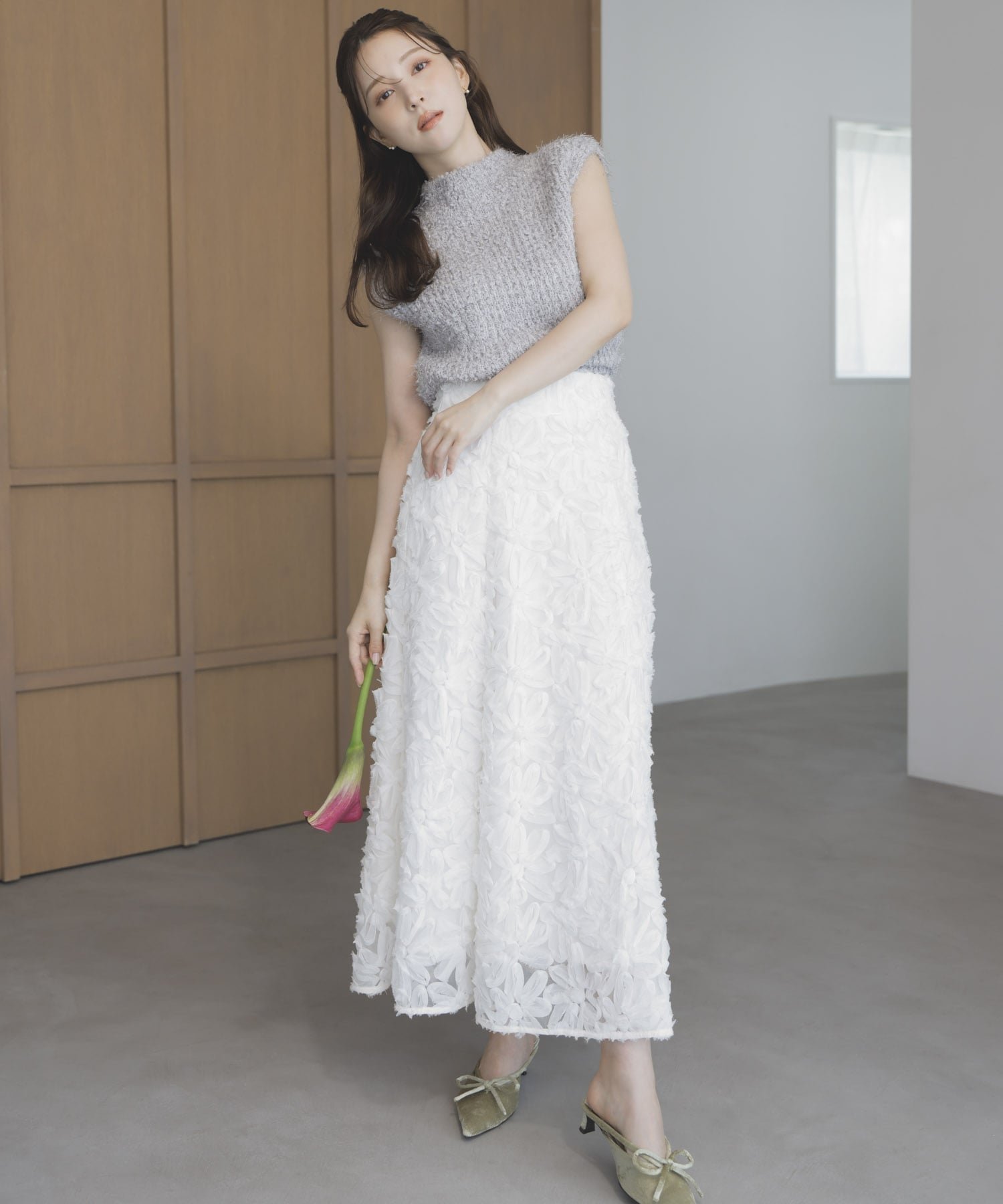 【ノエラ/Noela】のフラワージャガードスカート インテリア・キッズ・メンズ・レディースファッション・服の通販 founy(ファニー) 　ファッション　Fashion　レディースファッション　Fashion for Women　スカート　Skirts　フラワー　Flower, Floral　ポケット　Pocket, Pocket Detail　モチーフ　Motif, Design Theme　エレガント 上品　Elegant　オフホワイト|ID: prp329100004705074 ipo3291000000033978261