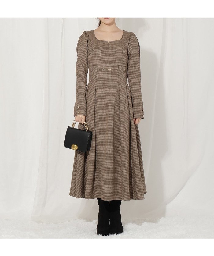 【ウィルセレクション/WILLSELECTION】のビット付きハートネック千鳥ワンピース インテリア・キッズ・メンズ・レディースファッション・服の通販 founy(ファニー) https://founy.com/ ファッション Fashion レディースファッション Fashion for Women ワンピース Dresses パターン Pattern, Design Print フレア Flare, Flared ボトム Bottoms, Lower Wear レース Lace, Lace Fabric ロング Long, Long-Length エレガント 上品 Elegant |ID: prp329100004705176 ipo3291000000033979424