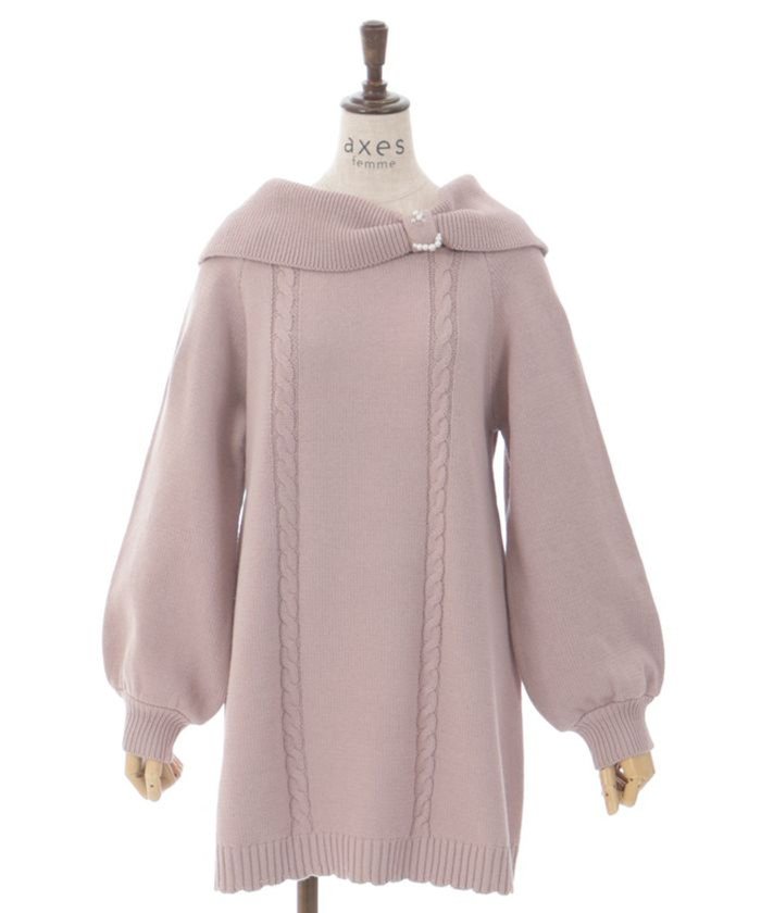 【アクシーズファム/axes femme】のリボン襟ニットミニワンピ インテリア・キッズ・メンズ・レディースファッション・服の通販 founy(ファニー) https://founy.com/ ファッション Fashion レディースファッション Fashion for Women ワンピース Dresses おすすめ Recommended / Our Picks インナー Innerwear ガーリー Girly, Feminine Style タートル Turtleneck, Turtle Collar チャーム Charm, Pendant チュニック Tunic, Long Top パール Pearl, Pearl Accent リボン Ribbon, Bow レース Lace, Lace Fabric ロング Long, Long-Length |ID: prp329100004705208 ipo3291000000033979759