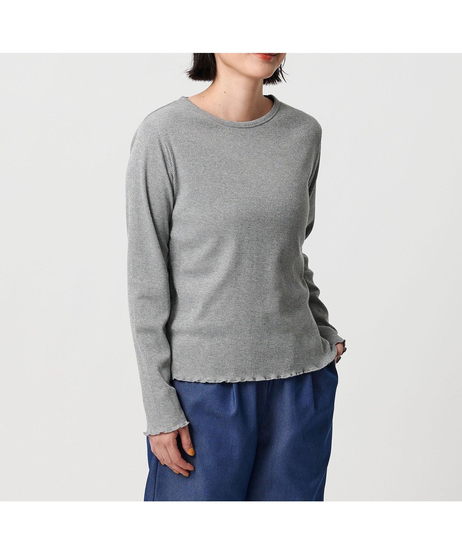 【ユナイテッドアローズ/UNITED ARROWS】のラメ リブ メローカットソー A DAY IN THE LIFE インテリア・キッズ・メンズ・レディースファッション・服の通販 founy(ファニー) 　ファッション　Fashion　レディースファッション　Fashion for Women　トップス・カットソー　Cut & Sew Tops　カットソー・ベーシックTシャツ　Cut-and-Sewn Tops / Stretch Tees & Basics　インナー　Innerwear　カットソー　Cut and Sewn Top　シンプル　Simple, Minimal　トレンド　Trend, Trending Now　長袖　Long Sleeve, Full Sleeve　バランス　Balance, Style Balance　ベスト　Vest, Waistcoat　ワイド　Wide, Wide Fit　アウトレット　Outlet / Clearance　おすすめ　Recommended / Our Picks　エレガント 上品　Elegant　ビジネス 仕事 通勤　Business / Work / Commuting　MD.GRAY|ID: prp329100004705265 ipo3291000000034889736