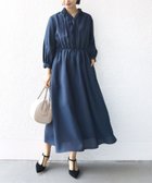 【シップス フォー ウィメン/SHIPS】の手洗い可能 ネック ギャザー 7分袖 ボウタイ ワンピース ネイビー|ID: prp329100004705281 ipo3291000000033980510