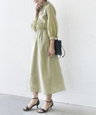 【シップス フォー ウィメン/SHIPS】の手洗い可能 ネック ギャザー 7分袖 ボウタイ ワンピース ライトグリーン|ID: prp329100004705281 ipo3291000000033980511