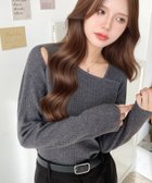 【モーメントプラス/moment+ / MEN】の12Gショルダースリットアシンメトリーネックリブニットプルオーバー チャコールグレー|ID: prp329100004705378 ipo3291000000034567906