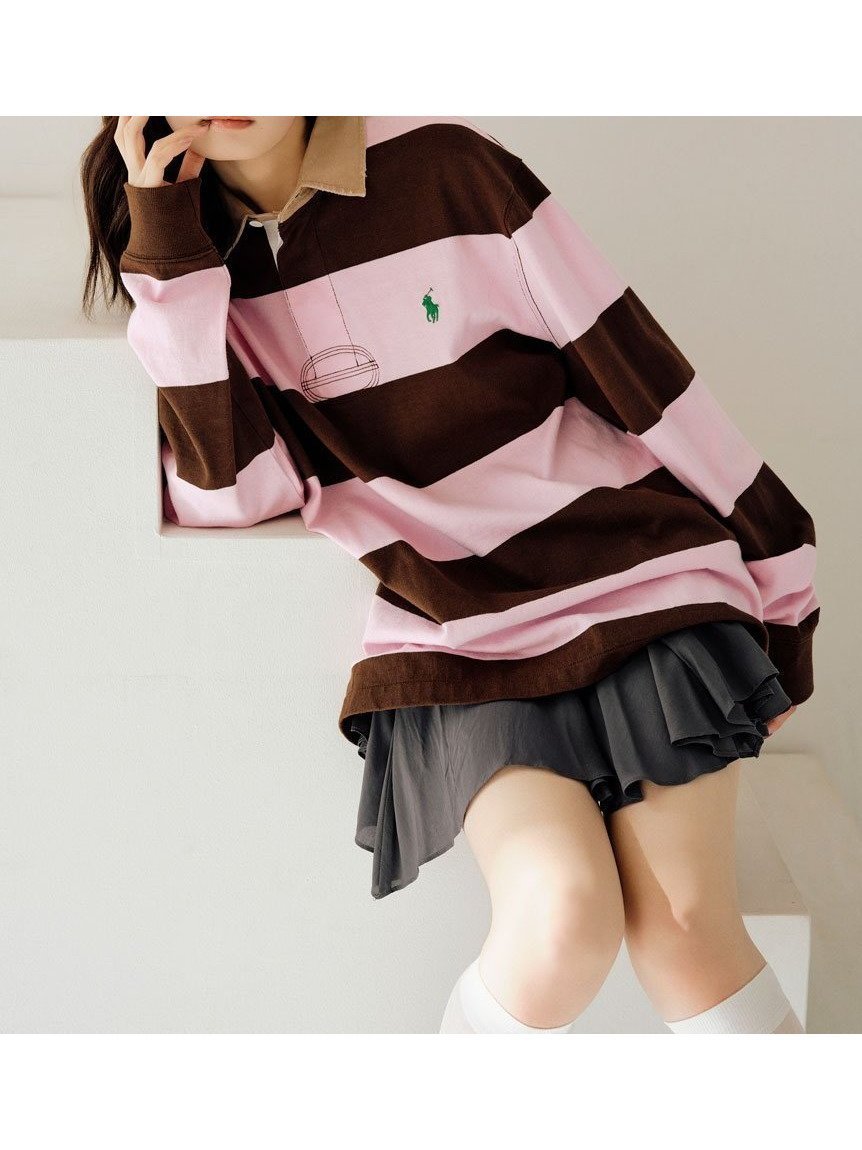 【スナイデル/SNIDEL】の【POLO RALPH LAUREN】ラグビーシャツ インテリア・キッズ・メンズ・レディースファッション・服の通販 founy(ファニー) 　ファッション　Fashion　レディースファッション　Fashion for Women　トップス・カットソー　Cut & Sew Tops　シャツ・ブラウス・オフィスカジュアル　Elegant Blouses & Button-Ups　ストライプ　Stripe, Striped Pattern　スマート　Smart, Elegant　フェミニン　Feminine, Girly　ミニスカート　Mini Skirt, Short Skirt　リラックス　Relax, Relaxed Fit　ルーズ　Loose, Oversized　今季　This Season, Current Season　PNK[066]|ID: prp329100004706108 ipo3291000000033987749