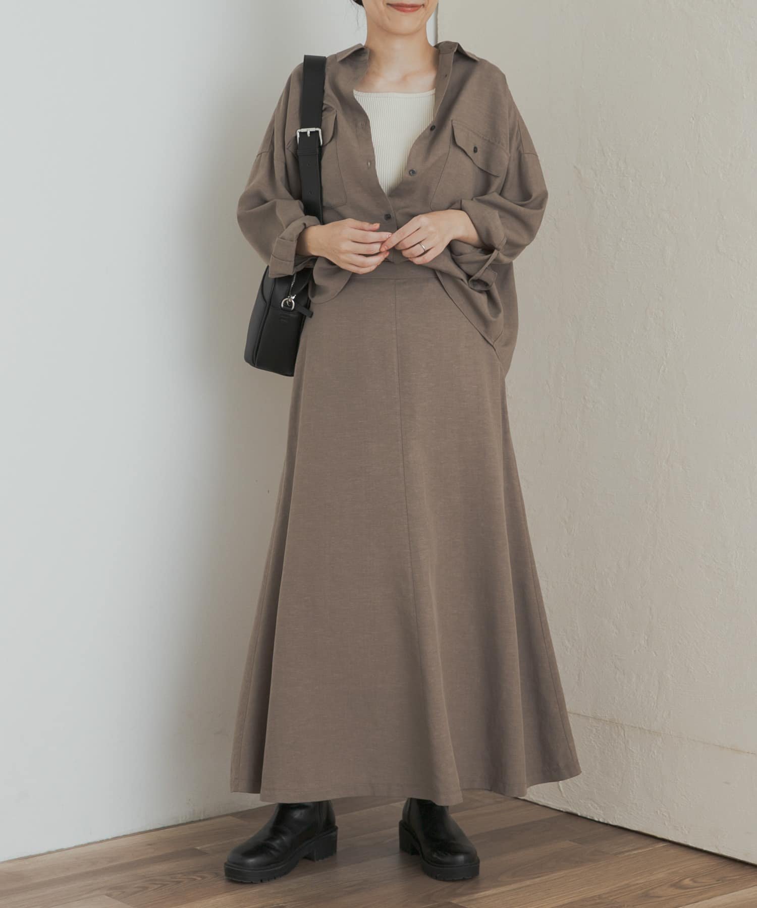【アーバンリサーチ ドアーズ/URBAN RESEARCH DOORS】の『セットアップ対応』 フレアスカート インテリア・キッズ・メンズ・レディースファッション・服の通販 founy(ファニー) 　ファッション　Fashion　レディースファッション　Fashion for Women　セットアップ　Matching Sets　スカート・ミニ/ミディ/マキシ　Skirts / Mini, Midi & Maxi Skirts　スカート　Skirts　Aライン・フレアスカート　A-Line & Flared Skirts　2025年　2025　2025-2026秋冬・A/W　Autumn/Winter 2025–26 AW25–26　冬　Winter / This Winter　シンプル　Simple, Minimal　セットアップ　Set-Up, Coordinated Outfit　バランス　Balance, Style Balance　フレア　Flare, Flared　エレガント 上品　Elegant　A/W・秋冬　Autumn/Winter　GREIGE|ID: prp329100004706150 ipo3291000000033988030