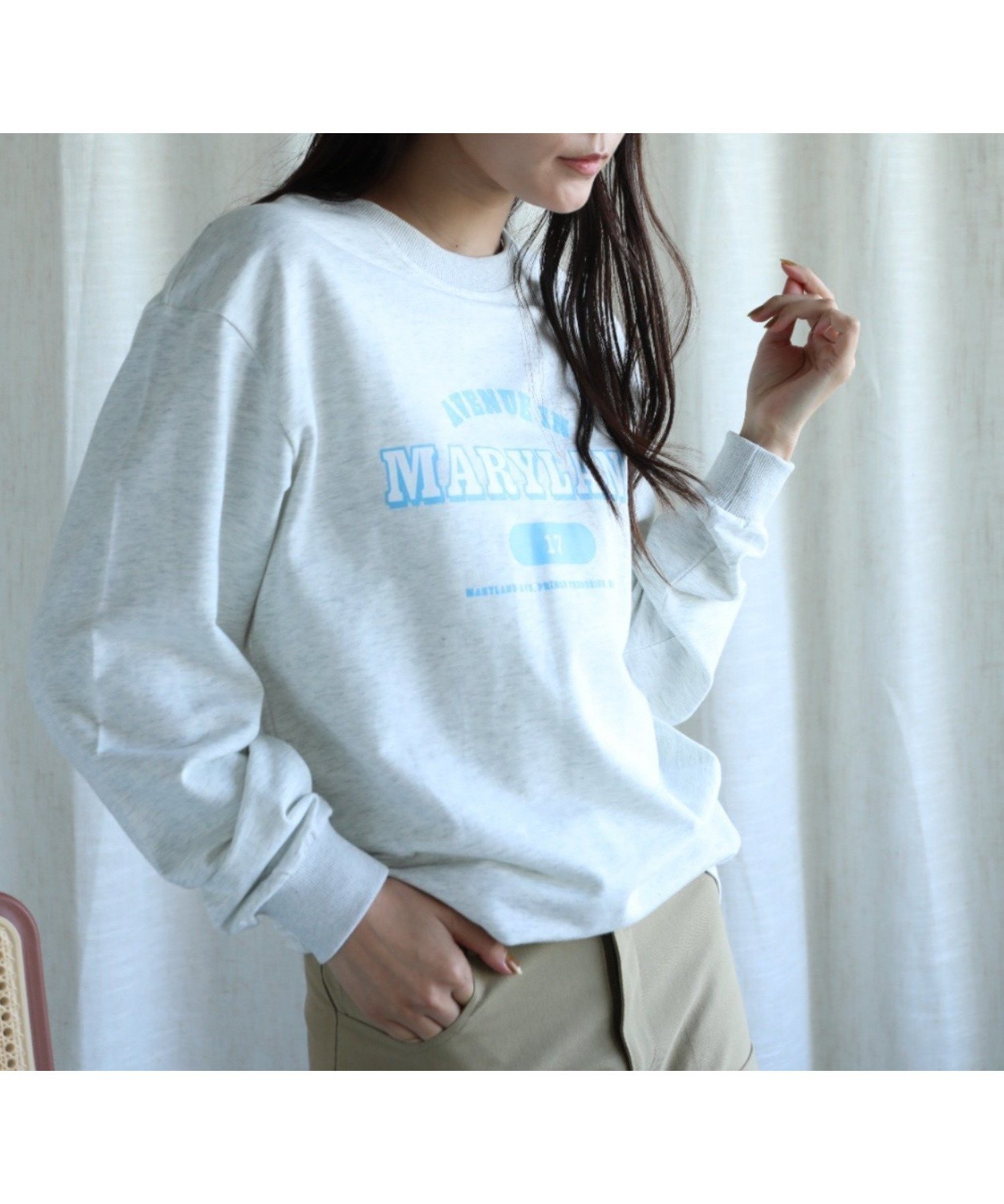 【アイモハ/aimoha】のaimoha -select-/カレッジロゴ長袖Tシャツ インテリア・キッズ・メンズ・レディースファッション・服の通販 founy(ファニー) 　ファッション　Fashion　レディースファッション　Fashion for Women　トップス・カットソー　Cut & Sew Tops　シャツ・ブラウス・オフィスカジュアル　Elegant Blouses & Button-Ups　ロングTシャツ・Tシャツ　Longline T-Shirts & Tees　おすすめ　Recommended / Our Picks　ショルダー　Shoulder, Shoulder Strap　シンプル　Simple, Minimal　スラックス　Slacks, Dress Pants　デニム　Denim, Jeans Material　ドロップ　Drop Shoulder, Dropped Style　ロング　Long, Long-Length　ワーク　Workwear, Utility Style　人気　Popular, Best Seller　定番　Standard, Basic Item　春　Spring　A/W・秋冬　Autumn/Winter　長袖　Long Sleeve, Full Sleeve　ライトグレー|ID: prp329100004706416 ipo3291000000033990317