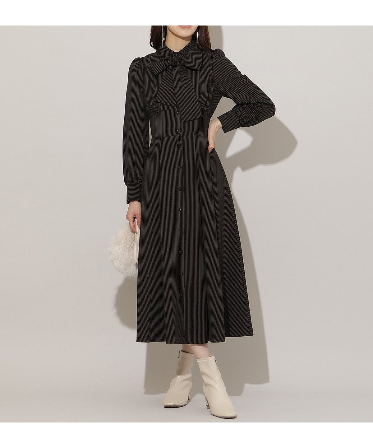 【ウィルセレクション/WILLSELECTION】のリボンタイコルセットシャツワンピース インテリア・キッズ・メンズ・レディースファッション・服の通販 founy(ファニー) 　ファッション　Fashion　レディースファッション　Fashion for Women　ワンピース　Dresses　シャツワンピース / 1枚で着映えコーデ　Shirt Dresses　シャーリング　Shirring, Ruched　ストライプ　Stripe, Striped Pattern　フロント　Front, Front Design　ベーシック　Basic, Essential　リボン　Ribbon, Bow　レギュラー　Regular, Standard Fit　レース　Lace, Lace Fabric　black/borderストライプ|ID: prp329100004706431 ipo3291000000033990478
