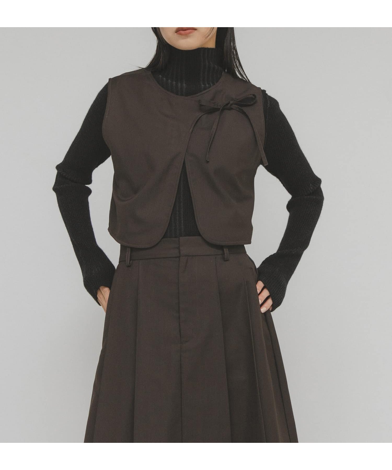 【ケービーエフ/KBF / URBAN RESEARCH】の2WAYベストセパレートワンピース インテリア・キッズ・メンズ・レディースファッション・服の通販 founy(ファニー) 　ファッション　Fashion　レディースファッション　Fashion for Women　アウター　Coat / Outerwear Collection　2025年　2025　2025-2026秋冬・A/W　Autumn/Winter 2025–26 AW25–26　冬　Winter / This Winter　インナー　Innerwear　フロント　Front, Front Design　ポケット　Pocket, Pocket Detail　リボン　Ribbon, Bow　ループ　Loop, Loop Knit　ロング　Long, Long-Length　A/W・秋冬　Autumn/Winter　ブラウン|ID: prp329100004706433 ipo3291000000034950967