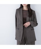 【ナチュラル ビューティー ベーシック/NATURAL BEAUTY BASIC】のシャークスキン SETUPダブルブレストジャケット ダークブラウン1|ID: prp329100004706489 ipo3291000000034498434