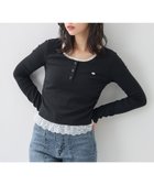 【イング/INGNI】の【WEB限定】ヘンリーネックレース付プレートロゴリブ長袖トップス 人気、トレンドファッション・服の通販 founy(ファニー) ファッション Fashion レディースファッション Fashion for Women トップス・カットソー Cut & Sew Tops デニム Denim, Jeans Material バランス Balance, Style Balance レース Lace, Lace Fabric 長袖 Long Sleeve, Full Sleeve thumbnail クロ|ID: prp329100004707179 ipo3291000000033997200