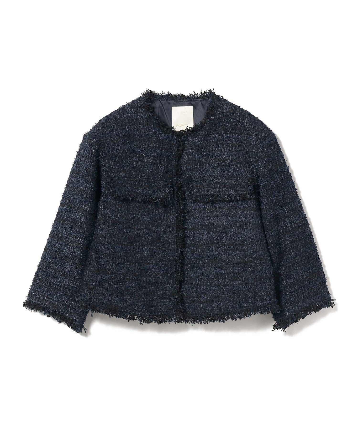 【ビームス ウイメン/BEAMS】のツイード ノーカラー ジャケット インテリア・キッズ・メンズ・レディースファッション・服の通販 founy(ファニー) 　ファッション　Fashion　レディースファッション　Fashion for Women　アウター　Coat / Outerwear Collection　レディースジャケット・軽アウター　Jackets　ノーカラージャケット / シンプル上品コーデ　Collarless Jackets　インナー　Innerwear　コンパクト　Compact, Small Size　ジャケット　Jacket, Outerwear　タートルネック　Turtleneck, High Neck　ツイード　Twill, Twill Weave　デニム　Denim, Jeans Material　トレンド　Trend, Trending Now　バランス　Balance, Style Balance　フラップ　Flap, Flap Pocket　ポケット　Pocket, Pocket Detail　ミックス　Mix, Mixed Style　リラックス　Relax, Relaxed Fit　再入荷　Restock / Back in Stock　おすすめ　Recommended / Our Picks　エレガント 上品　Elegant　セレモニー　Ceremony　NAVY|ID: prp329100004707207 ipo3291000000033997535