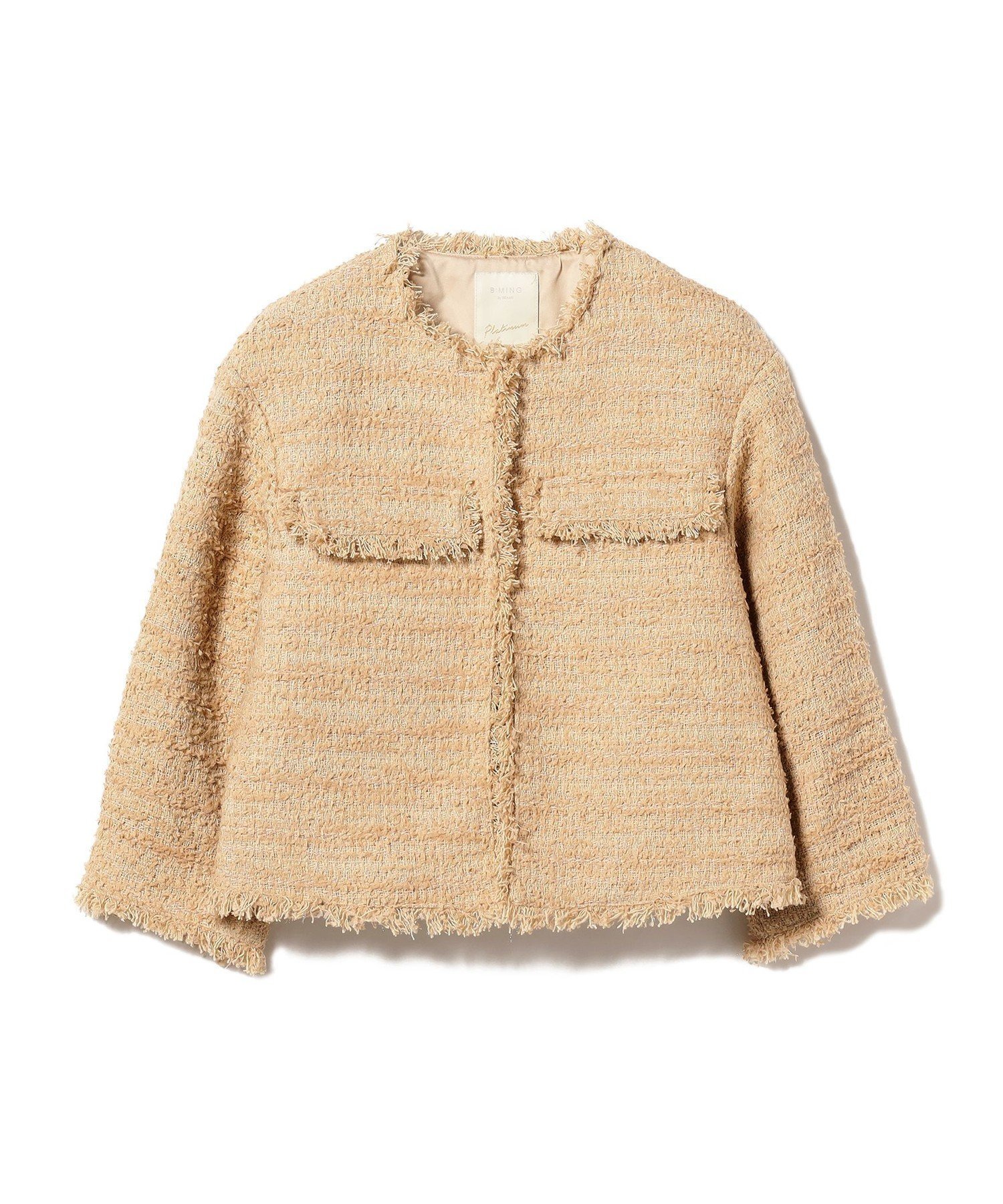 【ビームス ウイメン/BEAMS】のツイード ノーカラー ジャケット インテリア・キッズ・メンズ・レディースファッション・服の通販 founy(ファニー) 　ファッション　Fashion　レディースファッション　Fashion for Women　アウター　Coat / Outerwear Collection　レディースジャケット・軽アウター　Jackets　ノーカラージャケット / シンプル上品コーデ　Collarless Jackets　インナー　Innerwear　コンパクト　Compact, Small Size　ジャケット　Jacket, Outerwear　タートルネック　Turtleneck, High Neck　ツイード　Twill, Twill Weave　デニム　Denim, Jeans Material　トレンド　Trend, Trending Now　バランス　Balance, Style Balance　フラップ　Flap, Flap Pocket　ポケット　Pocket, Pocket Detail　ミックス　Mix, Mixed Style　リラックス　Relax, Relaxed Fit　再入荷　Restock / Back in Stock　おすすめ　Recommended / Our Picks　エレガント 上品　Elegant　セレモニー　Ceremony　BEIGE|ID: prp329100004707207 ipo3291000000033997536